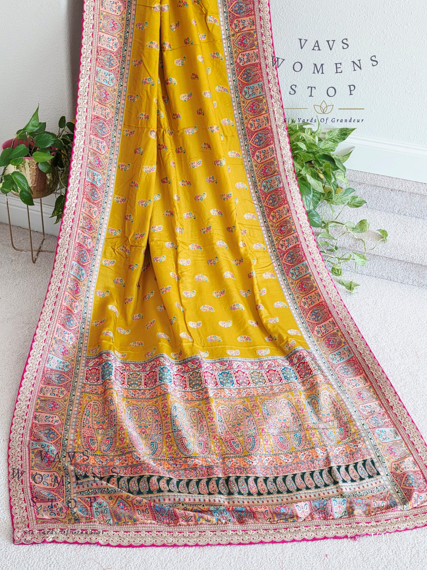 Kashmiri Emporium Inspired Design Benarasi Silk Saree with Stitched Blouse | Ready to Ship from Texas