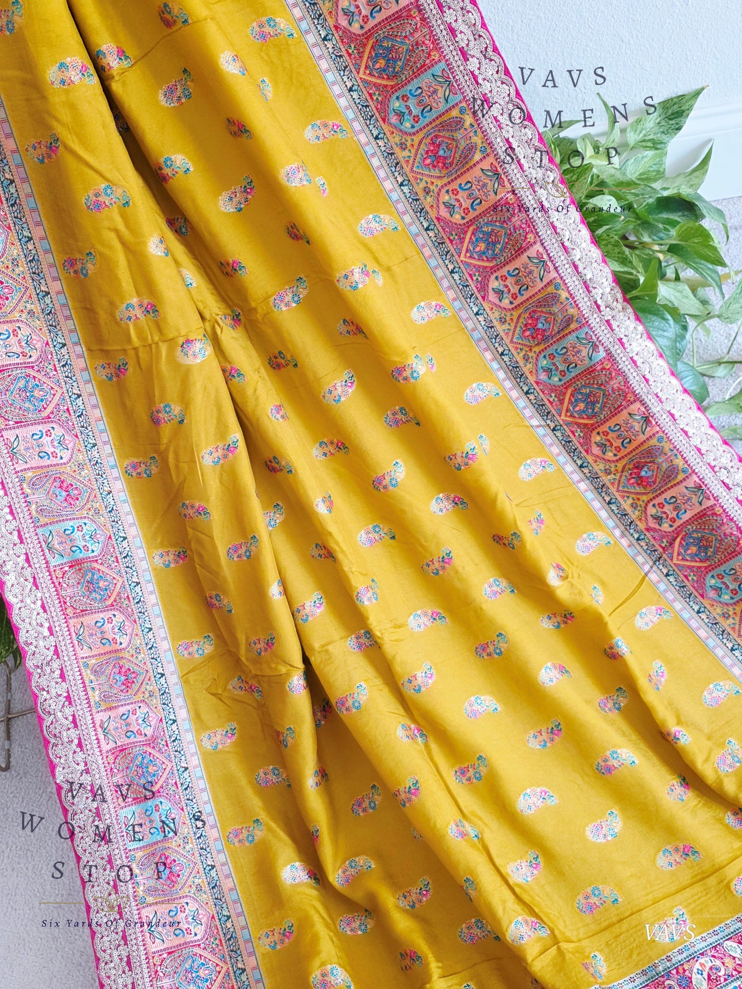 Kashmiri Emporium Inspired Design Benarasi Silk Saree with Stitched Blouse | Ready to Ship from Texas