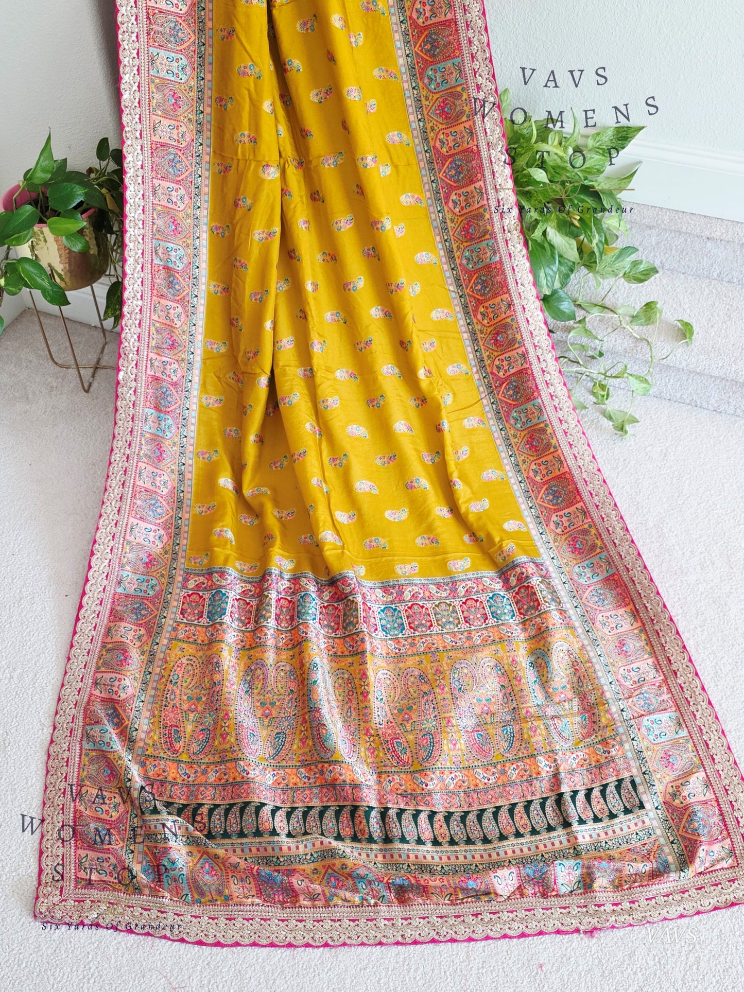 Kashmiri Emporium Inspired Design Benarasi Silk Saree with Stitched Blouse | Ready to Ship from Texas