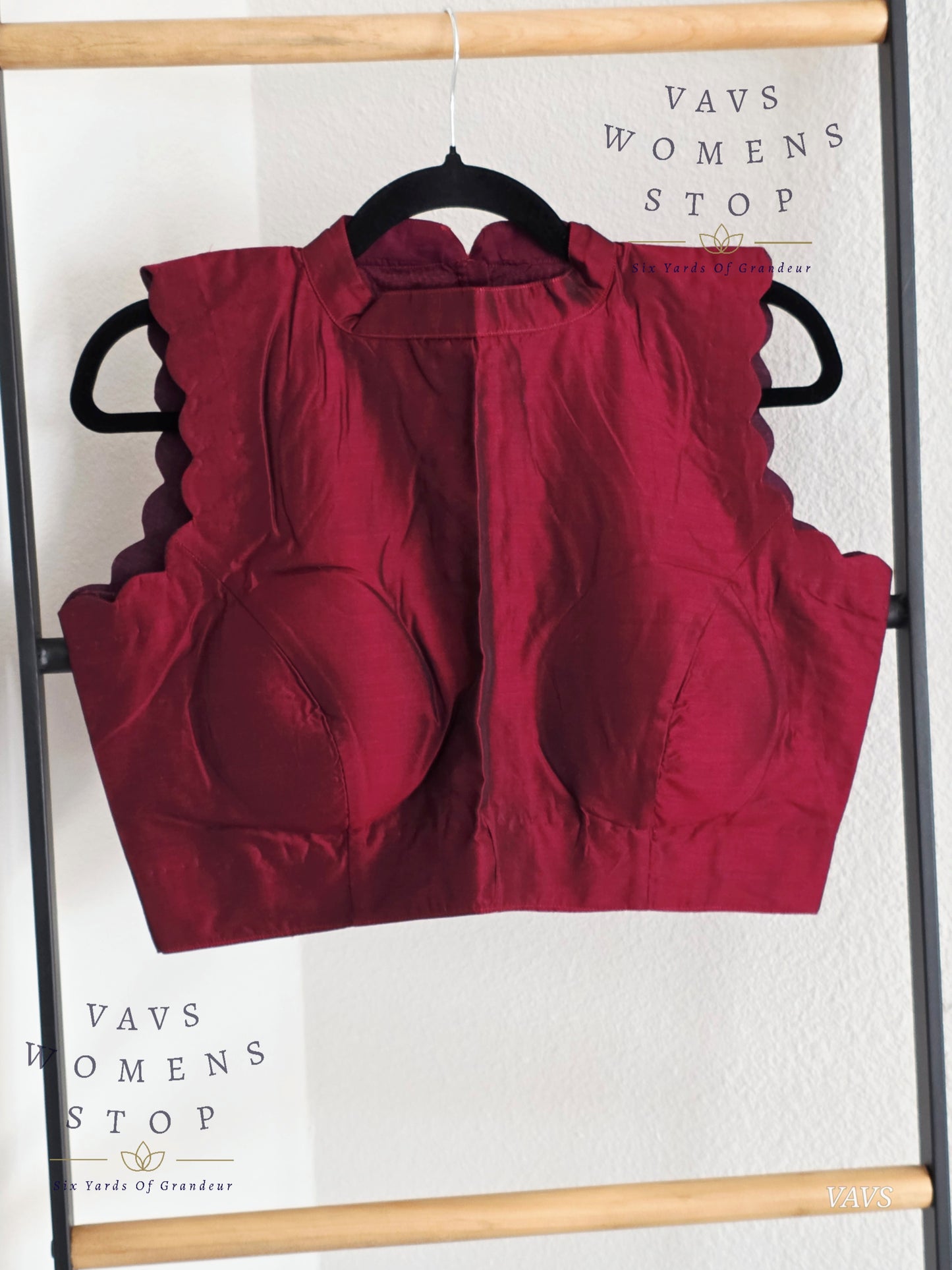 Maroon Shade Jasmin Silk Sleeveless Stitched Blouse