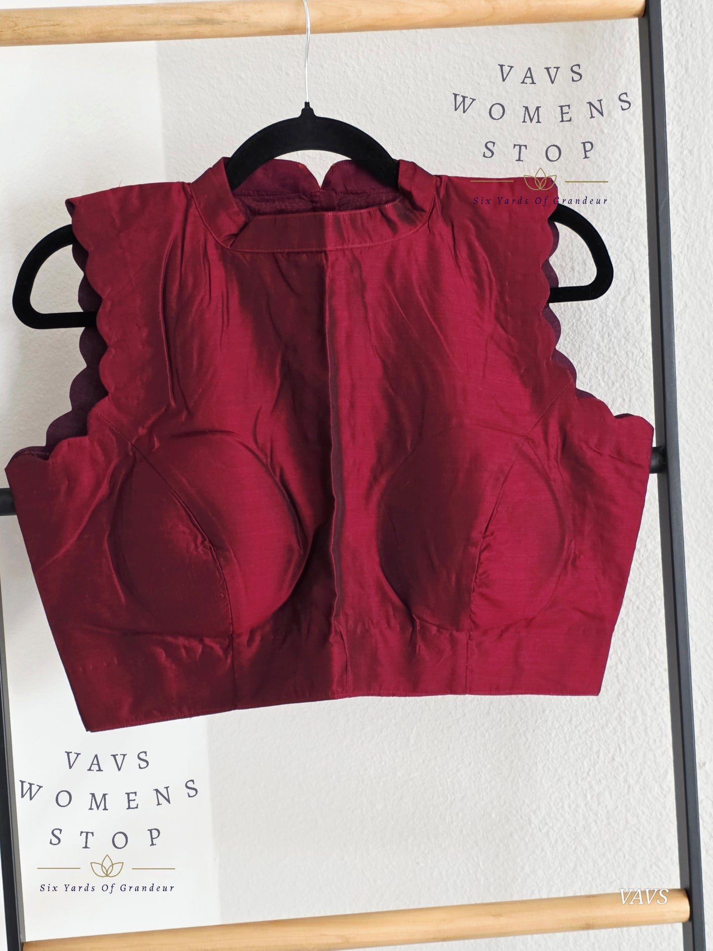 Maroon Shade Jasmin Silk Sleeveless Stitched Blouse