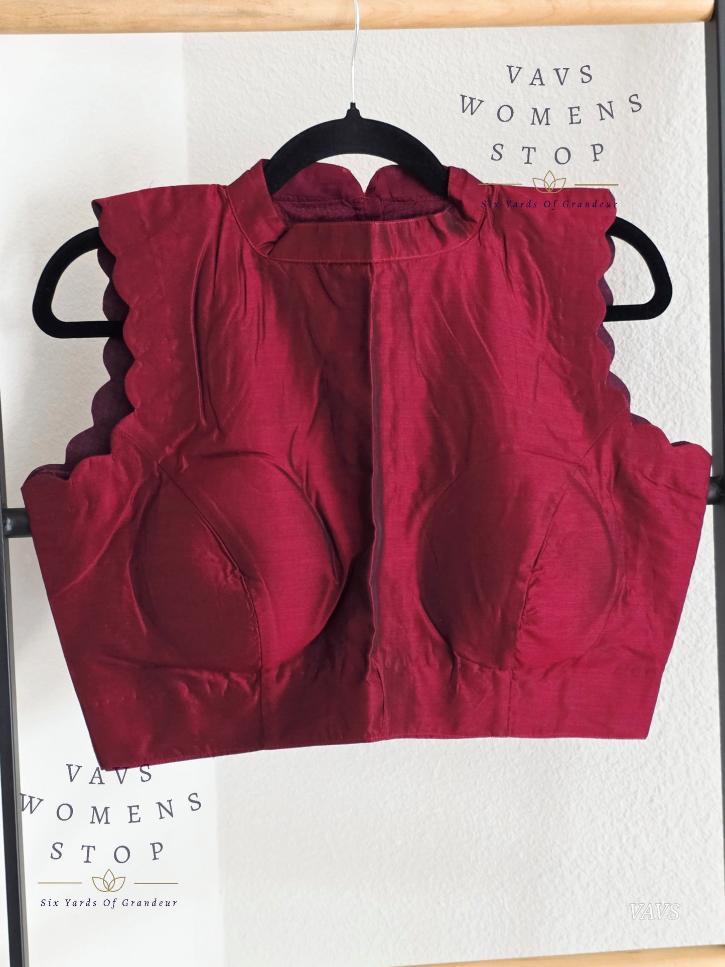 Maroon Shade Jasmin Silk Sleeveless Stitched Blouse