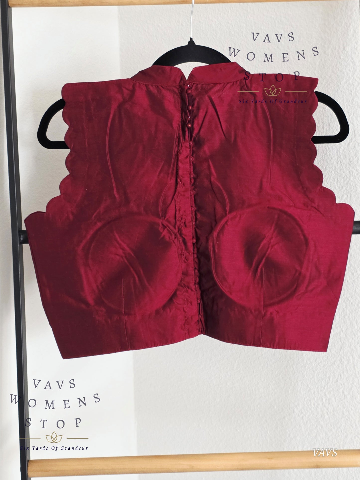 Maroon Shade Jasmin Silk Sleeveless Stitched Blouse