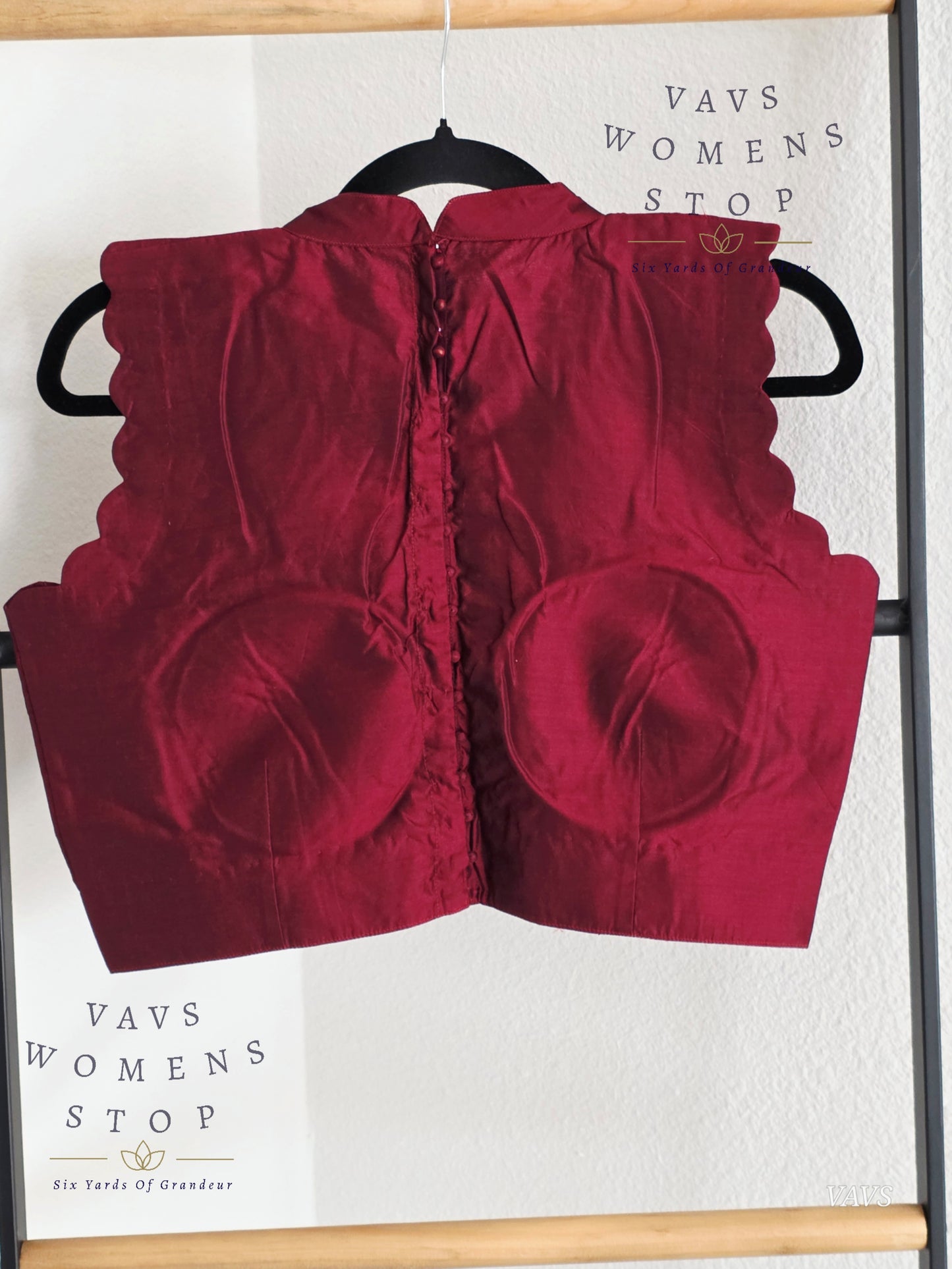 Maroon Shade Jasmin Silk Sleeveless Stitched Blouse