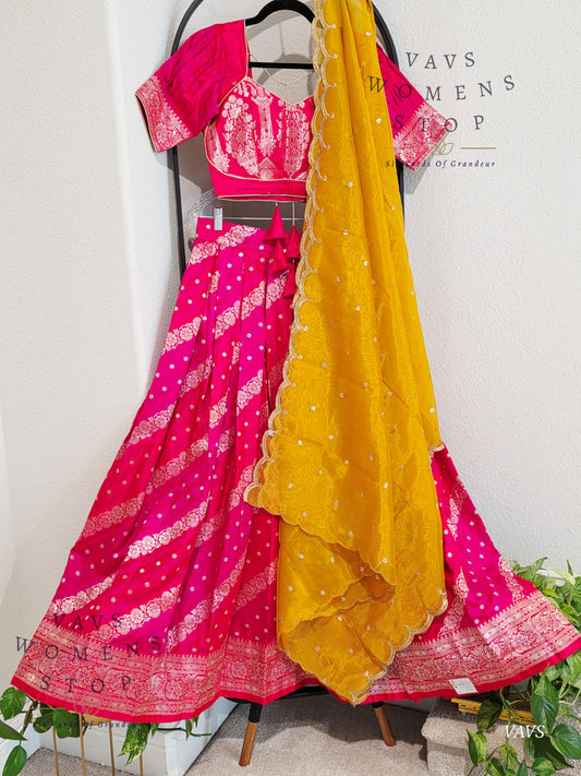 Soft Benarasi Silk Lehenga Set - Tissue Duppata