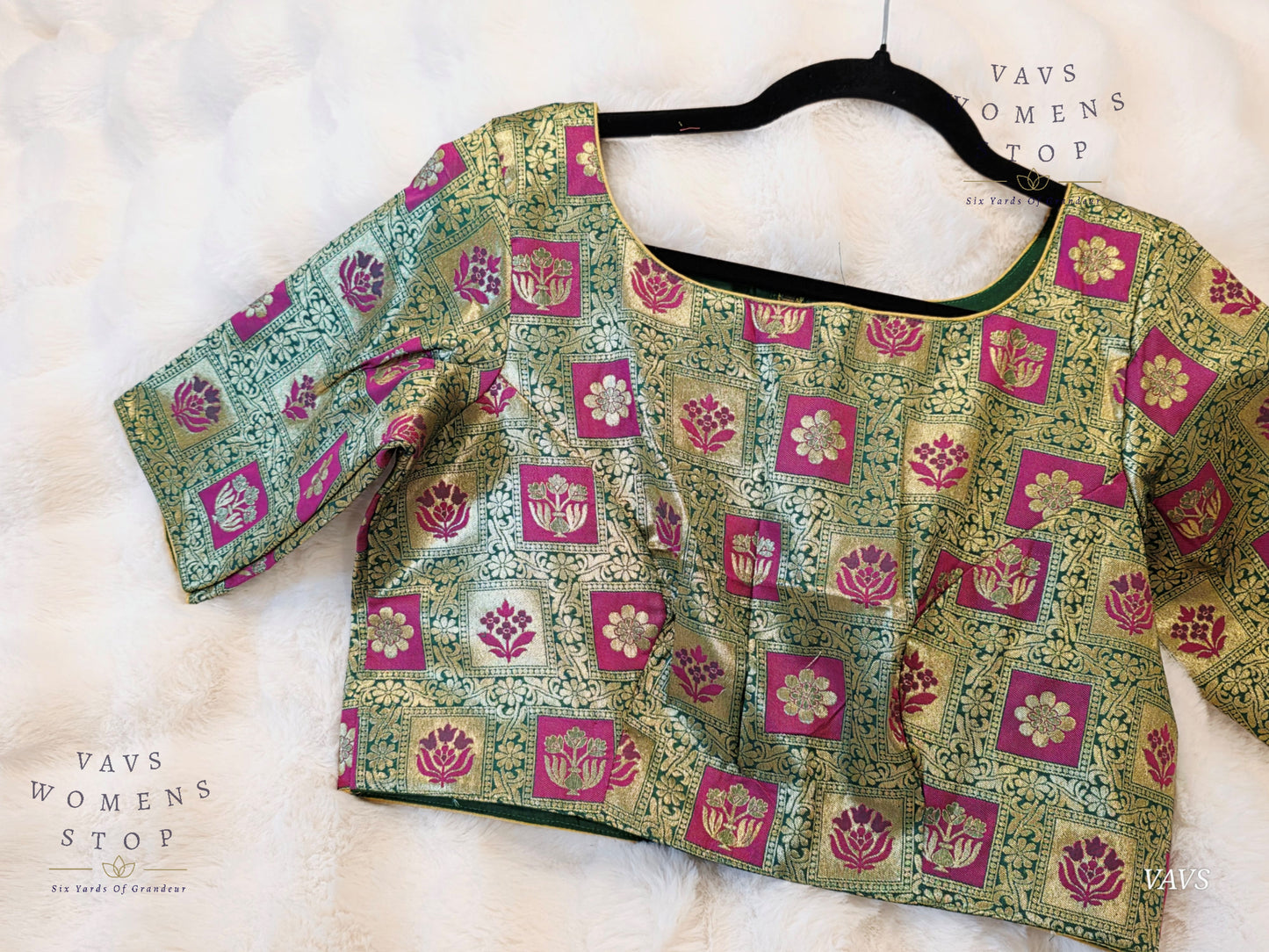 Green Shade Brocade Benarasi Stitched Blouse