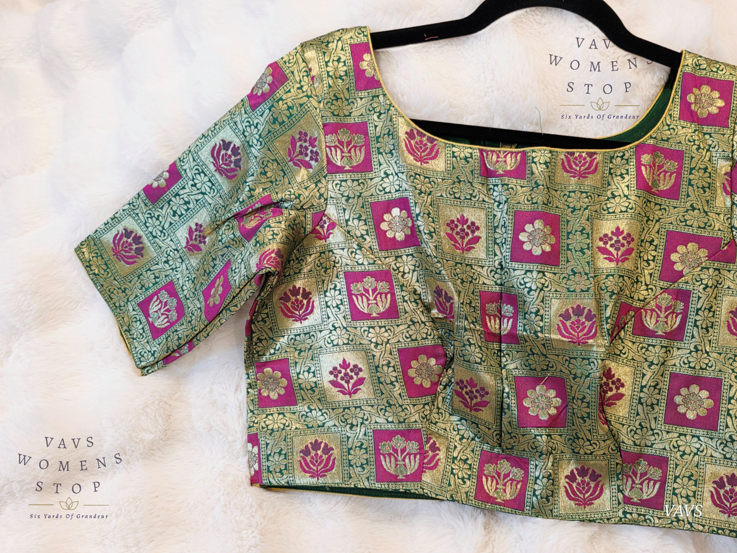 Green Shade Brocade Benarasi Stitched Blouse