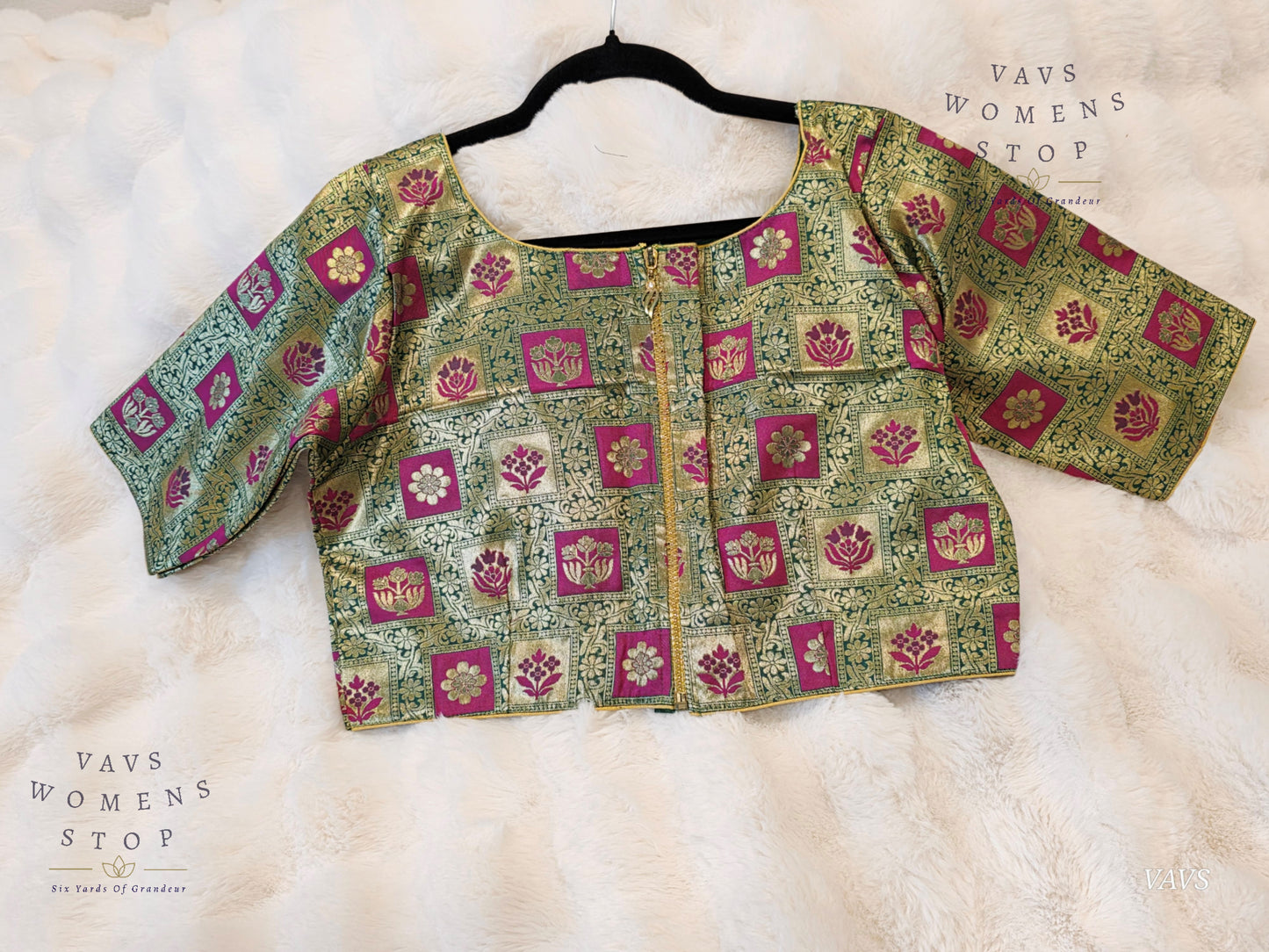 Green Shade Brocade Benarasi Stitched Blouse