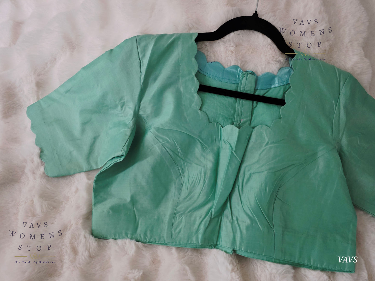 Sea Green Shade Plain Jasmin Silk Stitched Blouse