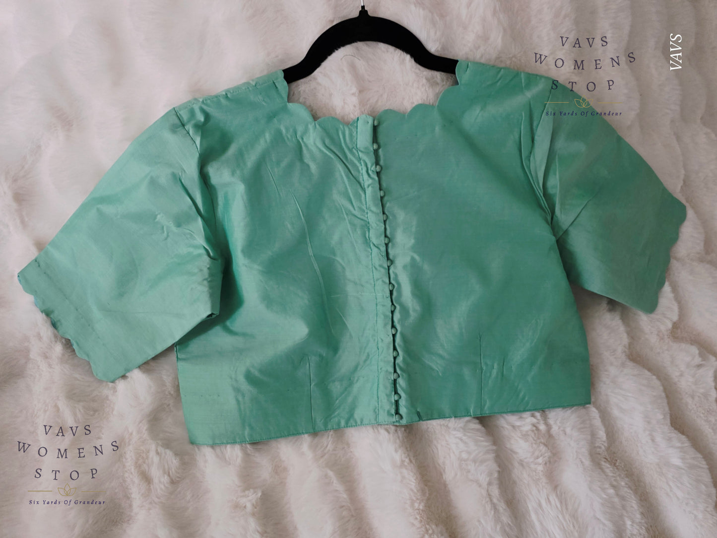 Sea Green Shade Plain Jasmin Silk Stitched Blouse