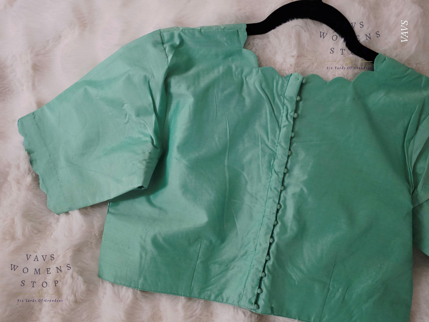 Sea Green Shade Plain Jasmin Silk Stitched Blouse