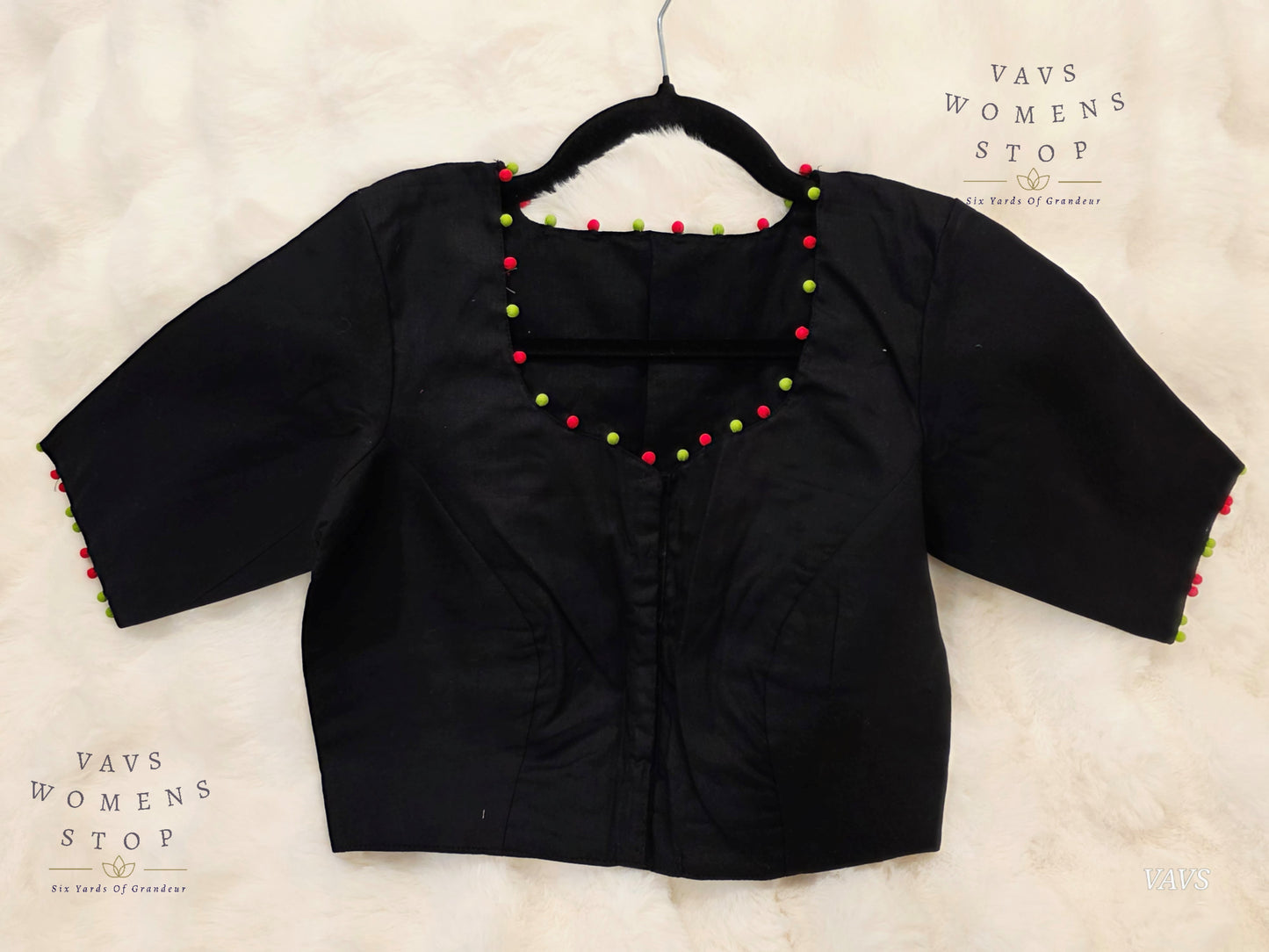 Black Soft Cotton Parrot Embroidered Premium Tailored Designer Blouse