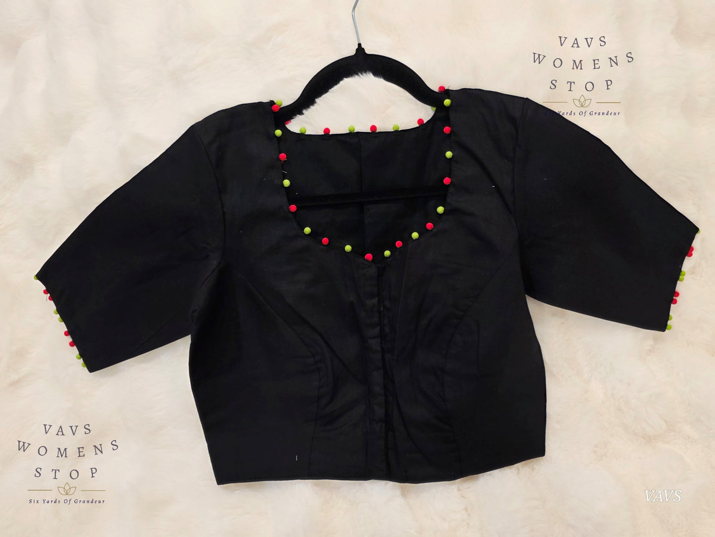 Black Soft Cotton Parrot Embroidered Premium Tailored Designer Blouse