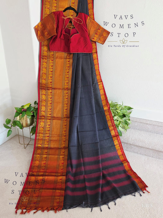 Soft Narayanpet Cotton Saree with Stitched Blouse