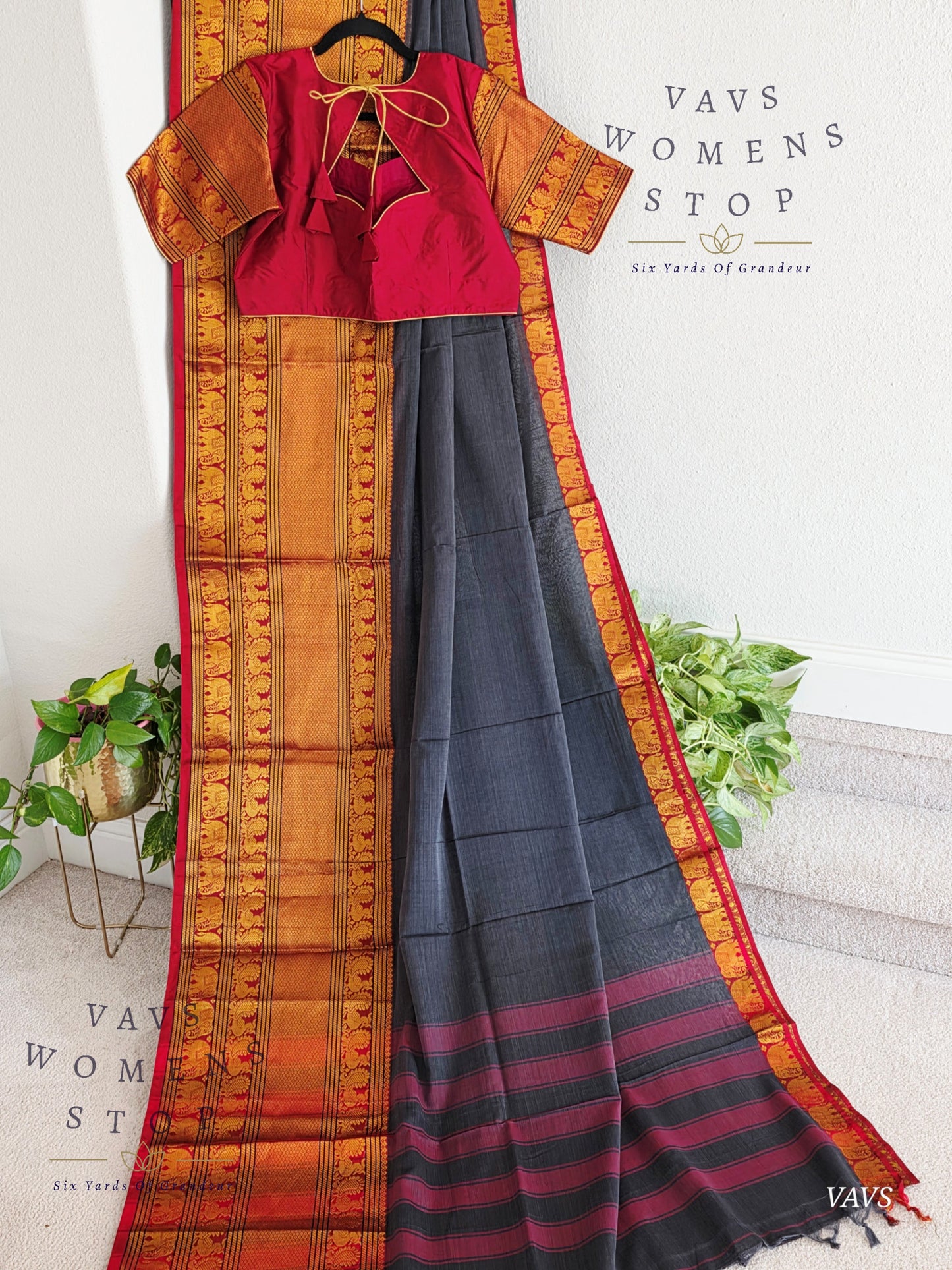 Soft Narayanpet Cotton Saree with Stitched Blouse