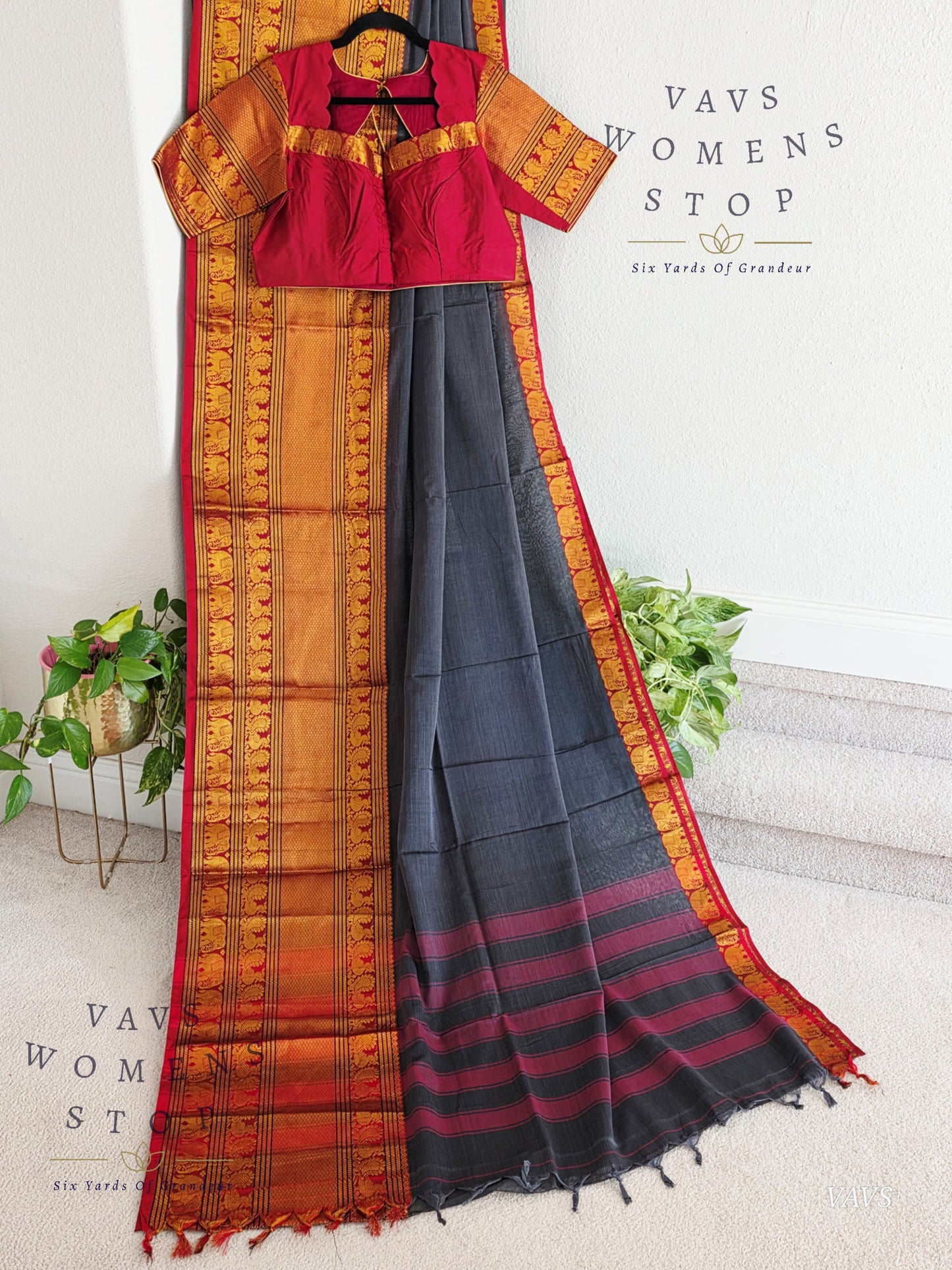 Soft Narayanpet Cotton Saree with Stitched Blouse