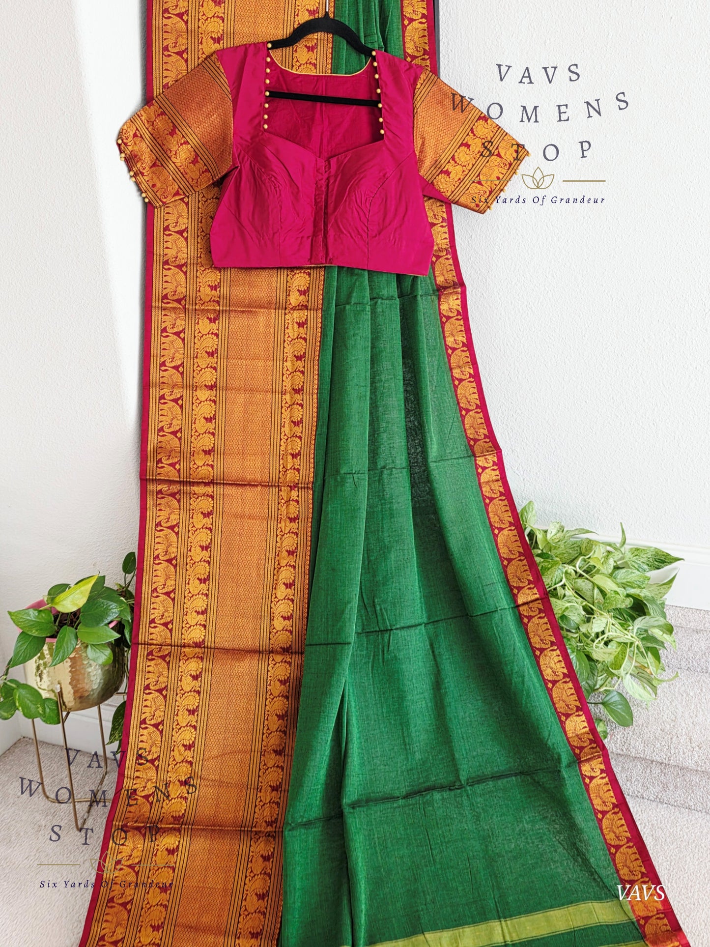 Soft Narayanpet Cotton Saree with Stitched Blouse