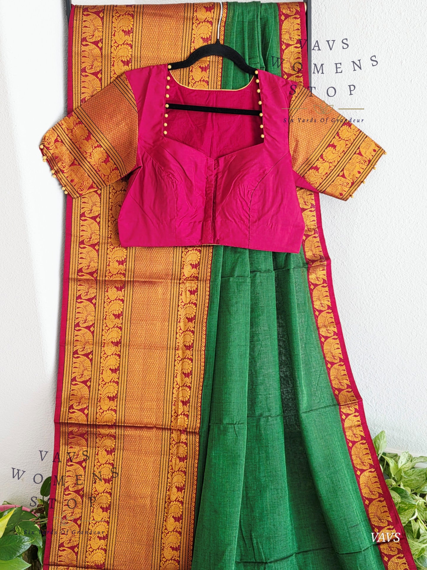Soft Narayanpet Cotton Saree with Stitched Blouse