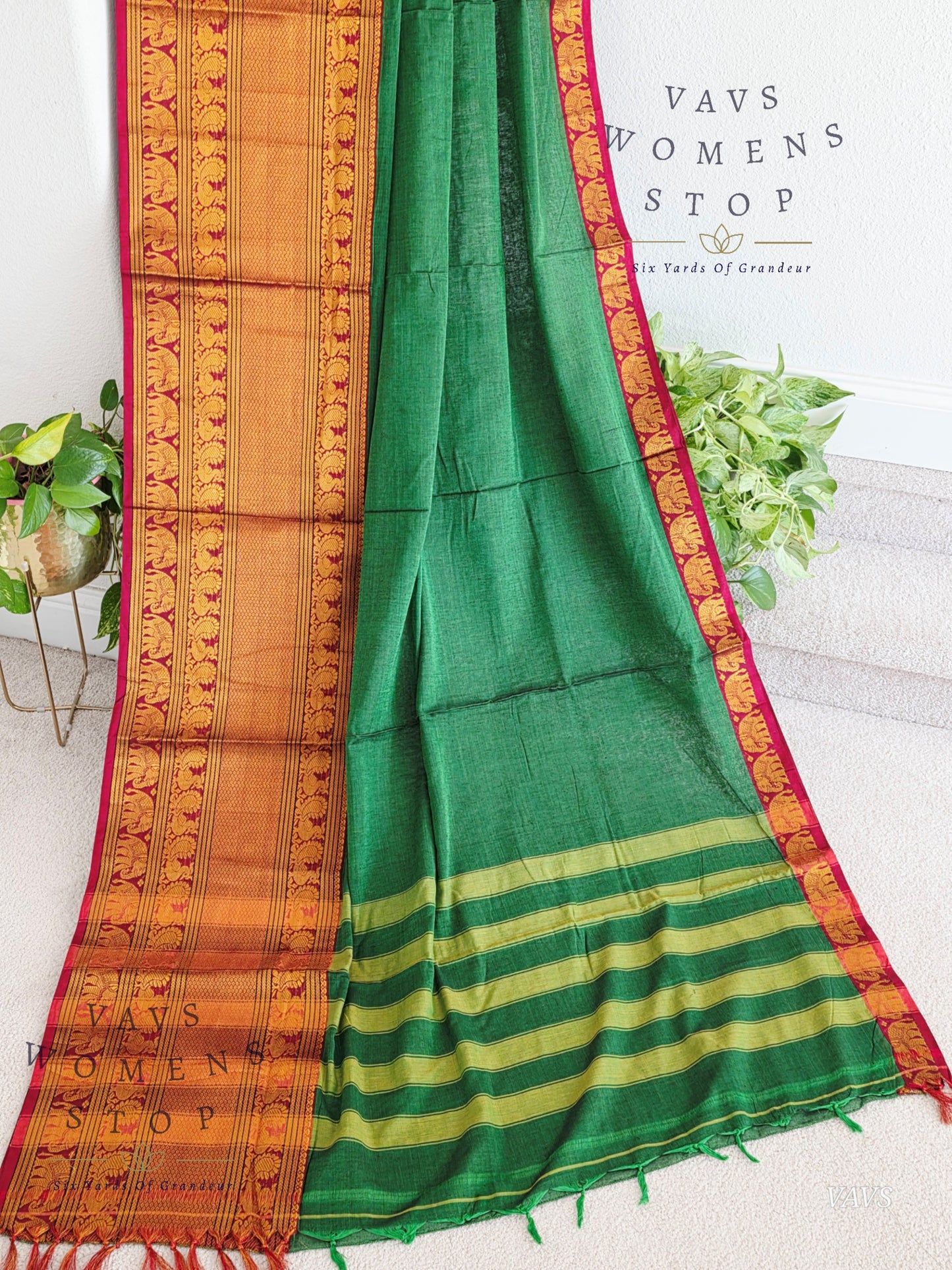 Soft Narayanpet Cotton Saree with Stitched Blouse