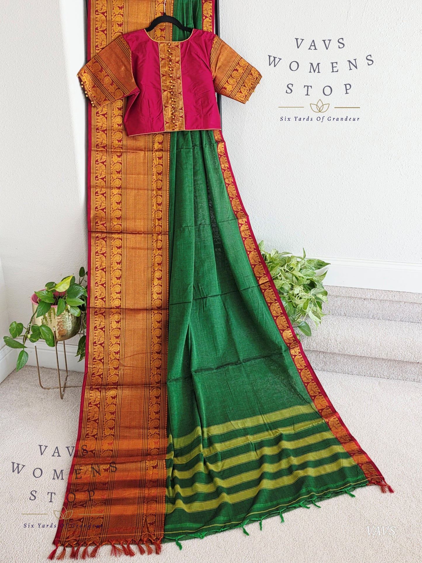 Soft Narayanpet Cotton Saree with Stitched Blouse