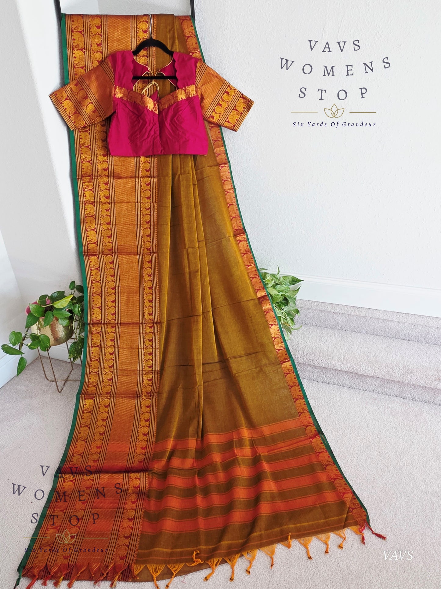 Soft Narayanpet Cotton Saree with Stitched Blouse