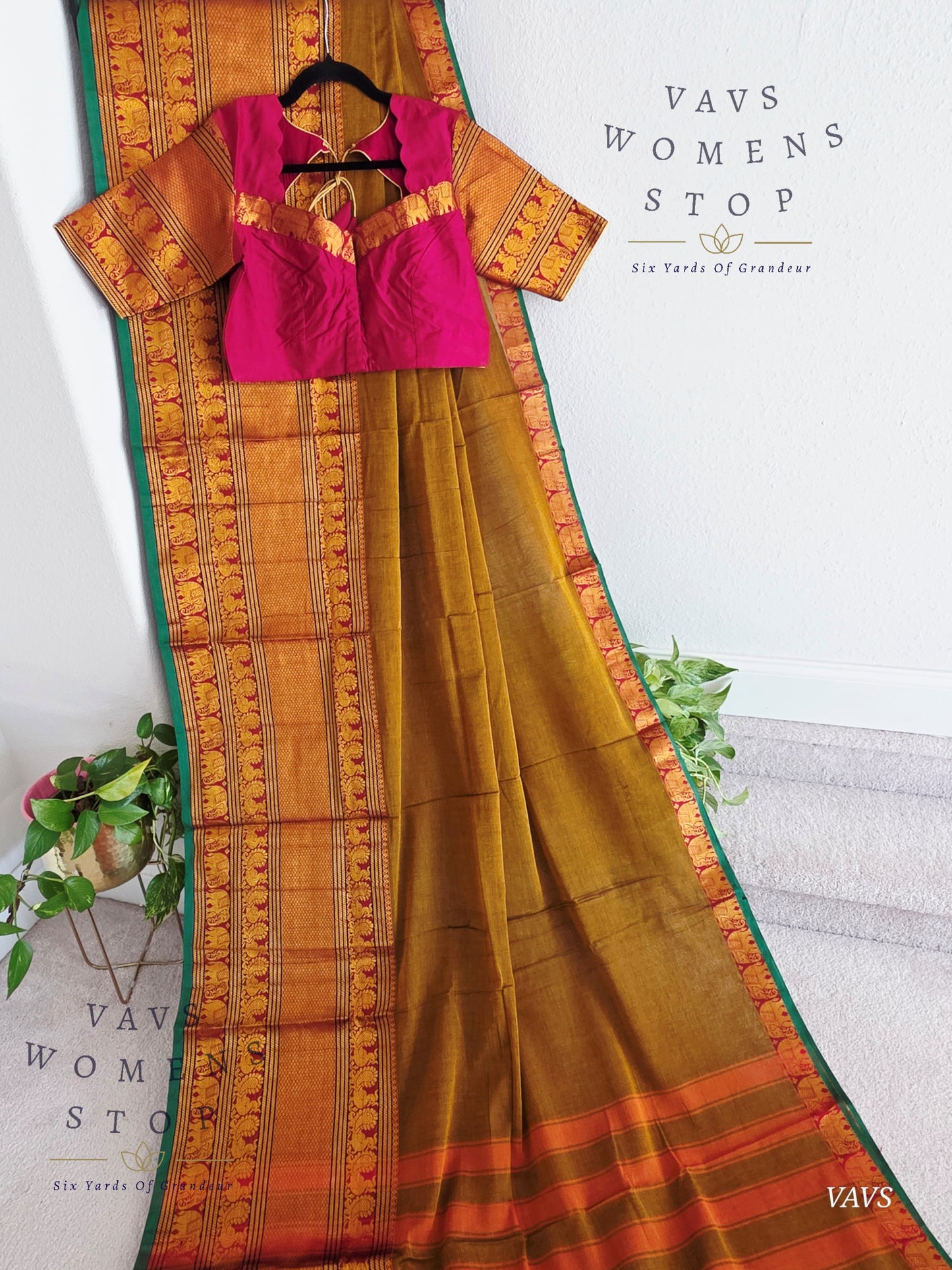 Soft Narayanpet Cotton Saree with Stitched Blouse
