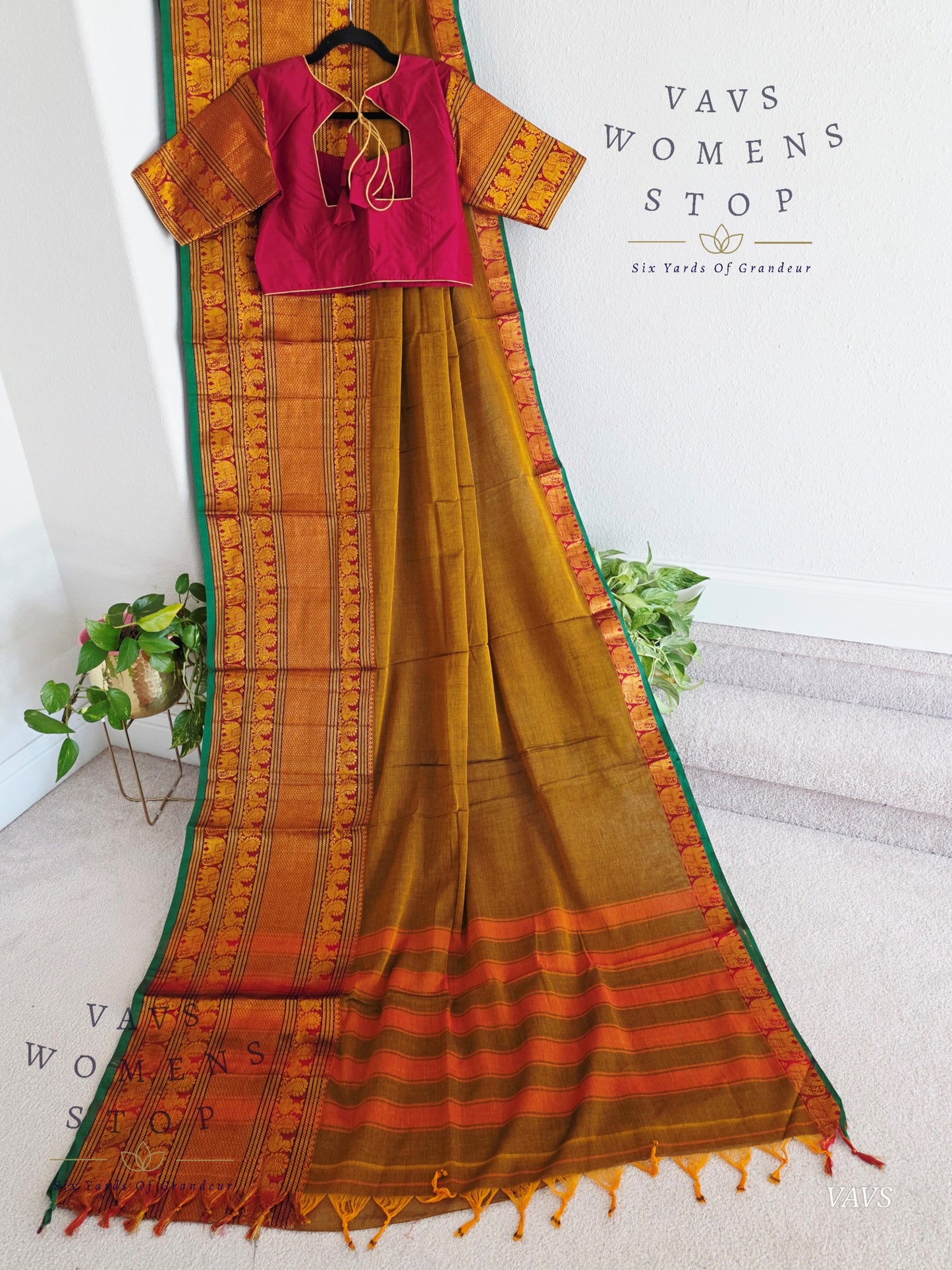 Soft Narayanpet Cotton Saree with Stitched Blouse