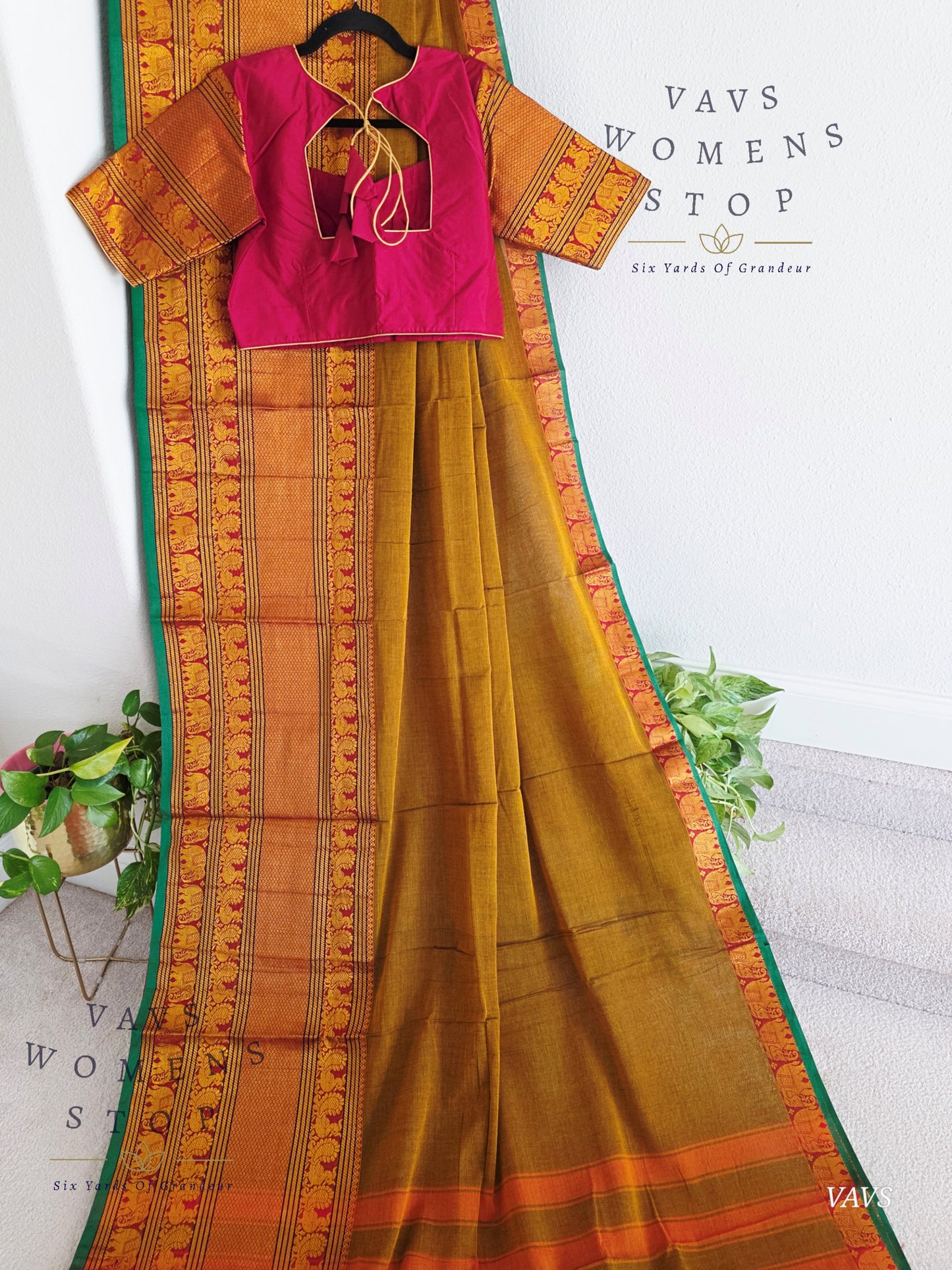 Soft Narayanpet Cotton Saree with Stitched Blouse