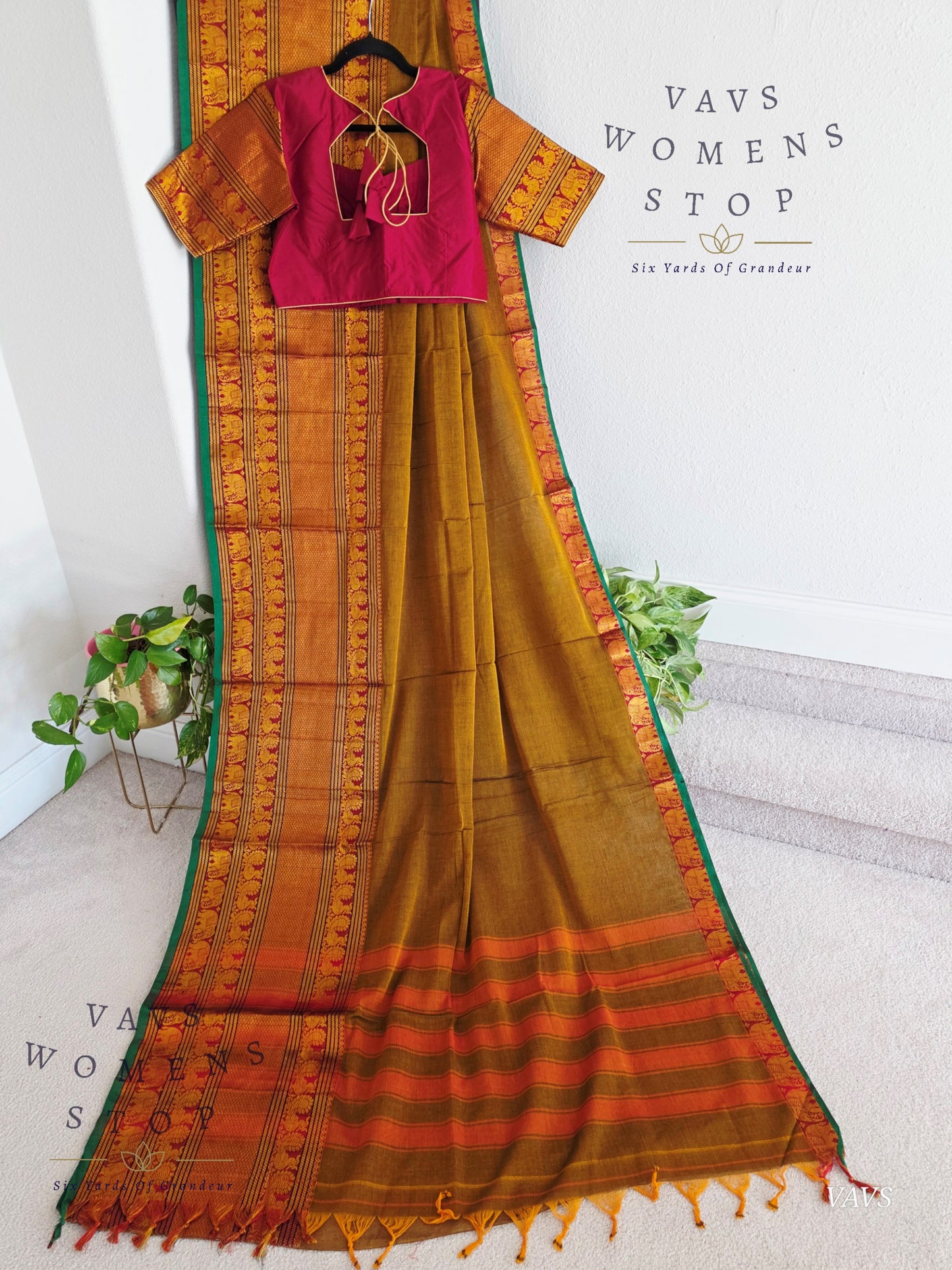 Soft Narayanpet Cotton Saree with Stitched Blouse