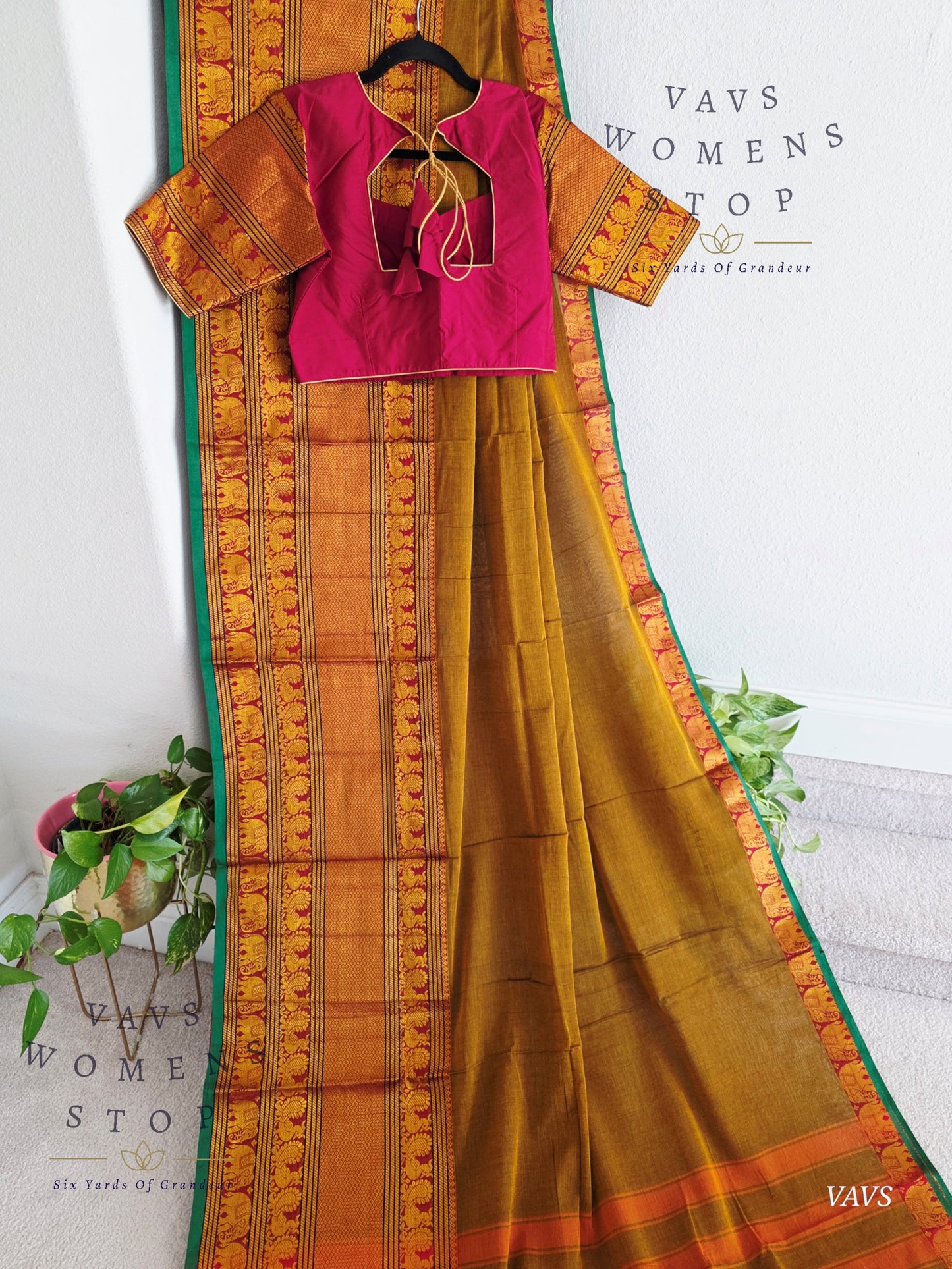 Soft Narayanpet Cotton Saree with Stitched Blouse