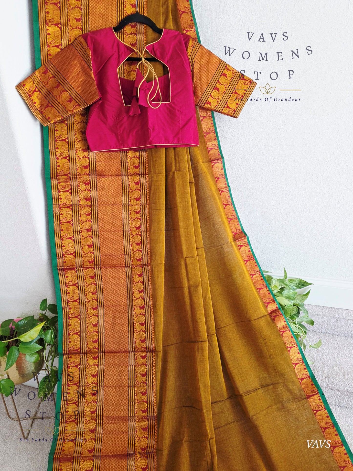 Soft Narayanpet Cotton Saree with Stitched Blouse