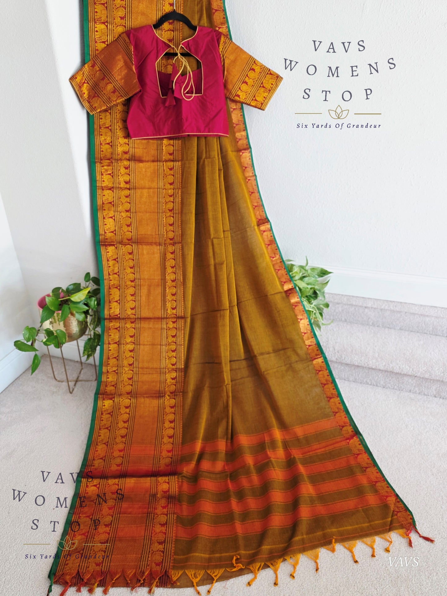 Soft Narayanpet Cotton Saree with Stitched Blouse