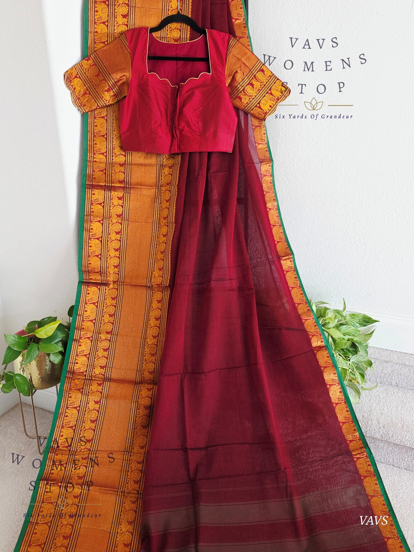 Soft Narayanpet Cotton Saree with Stitched Blouse