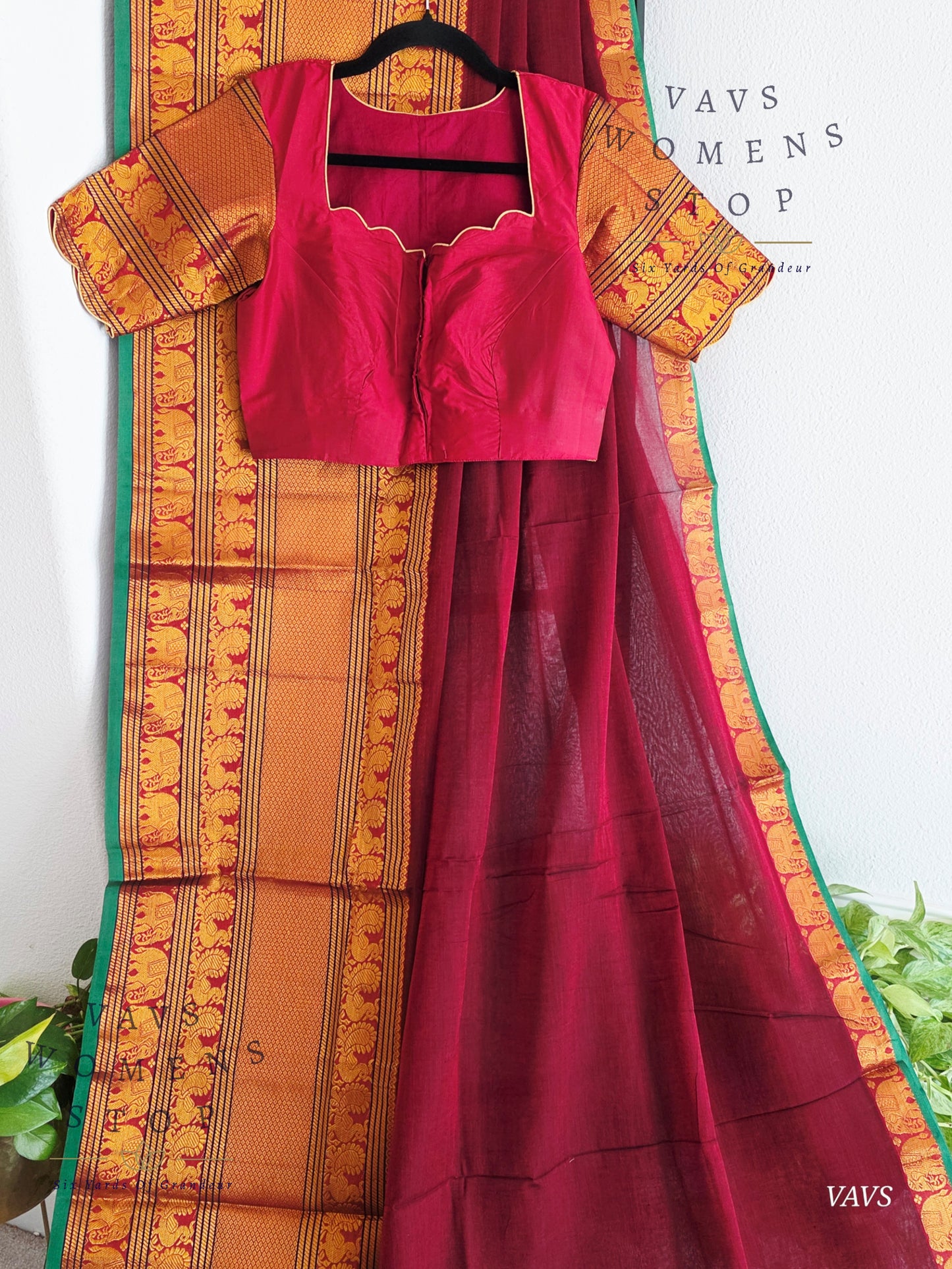 Soft Narayanpet Cotton Saree with Stitched Blouse