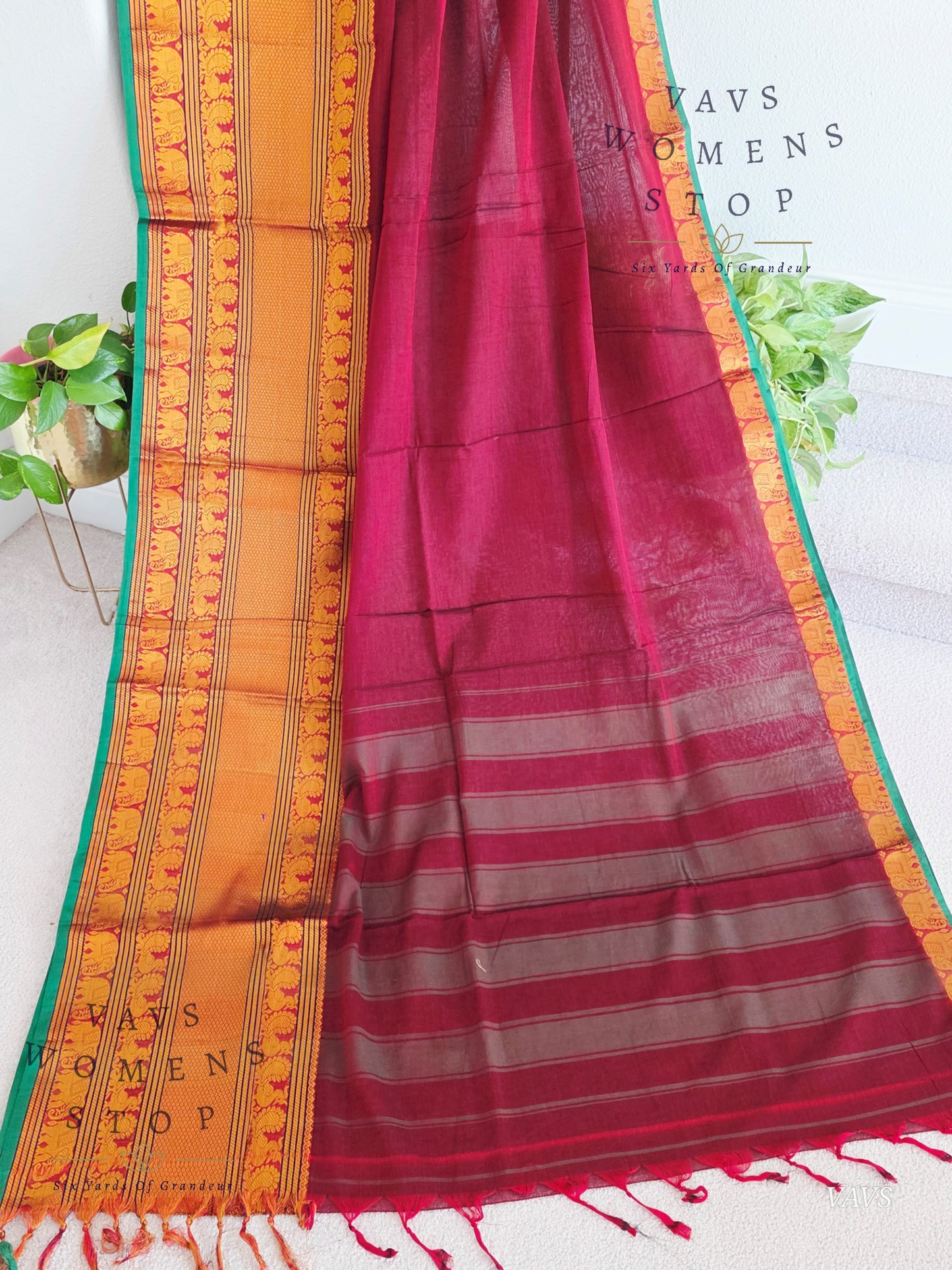 Soft Narayanpet Cotton Saree with Stitched Blouse
