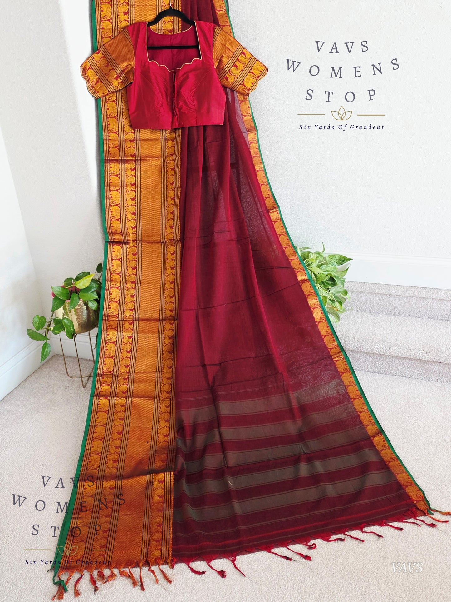 Soft Narayanpet Cotton Saree with Stitched Blouse