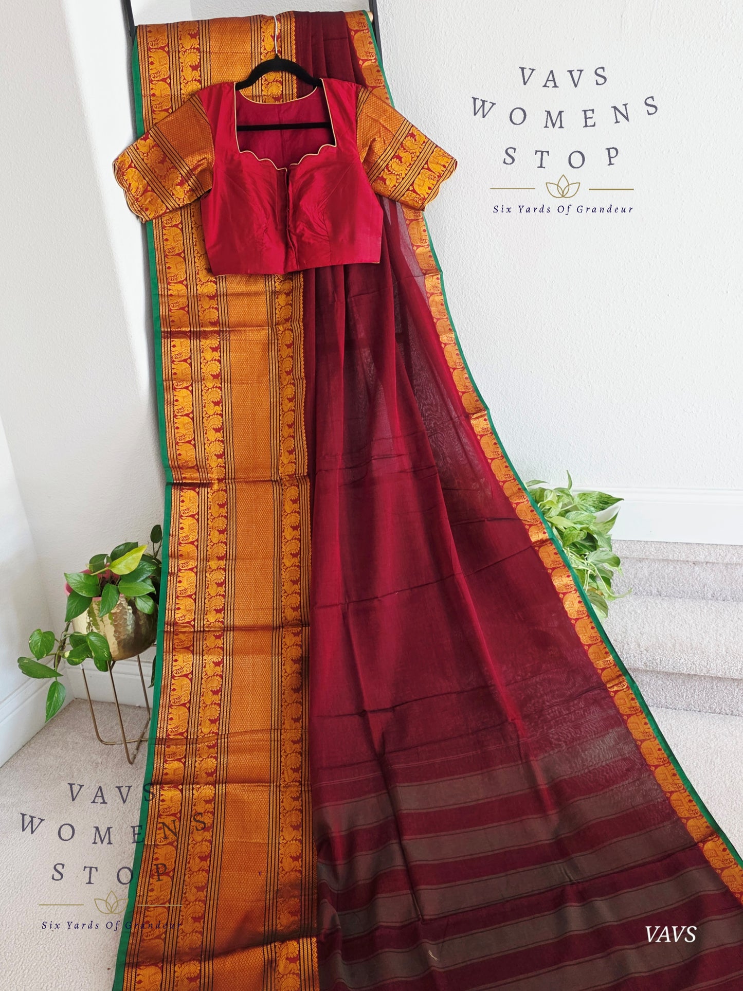 Soft Narayanpet Cotton Saree with Stitched Blouse
