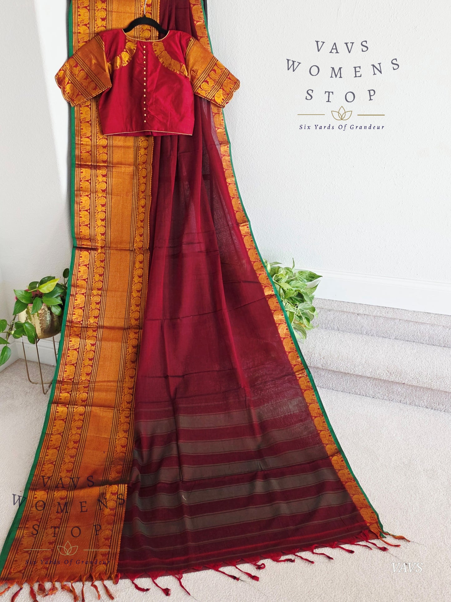 Soft Narayanpet Cotton Saree with Stitched Blouse