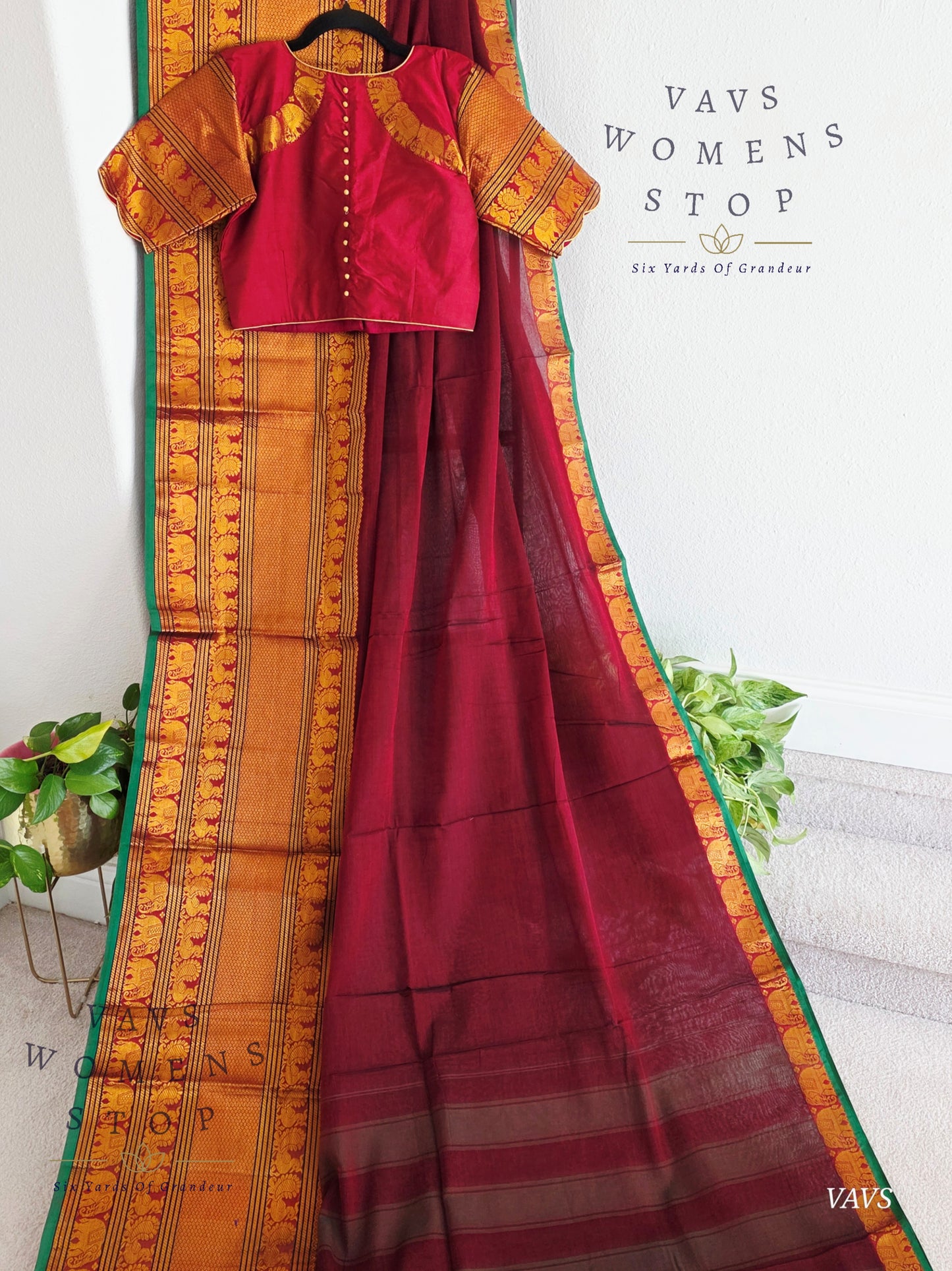 Soft Narayanpet Cotton Saree with Stitched Blouse