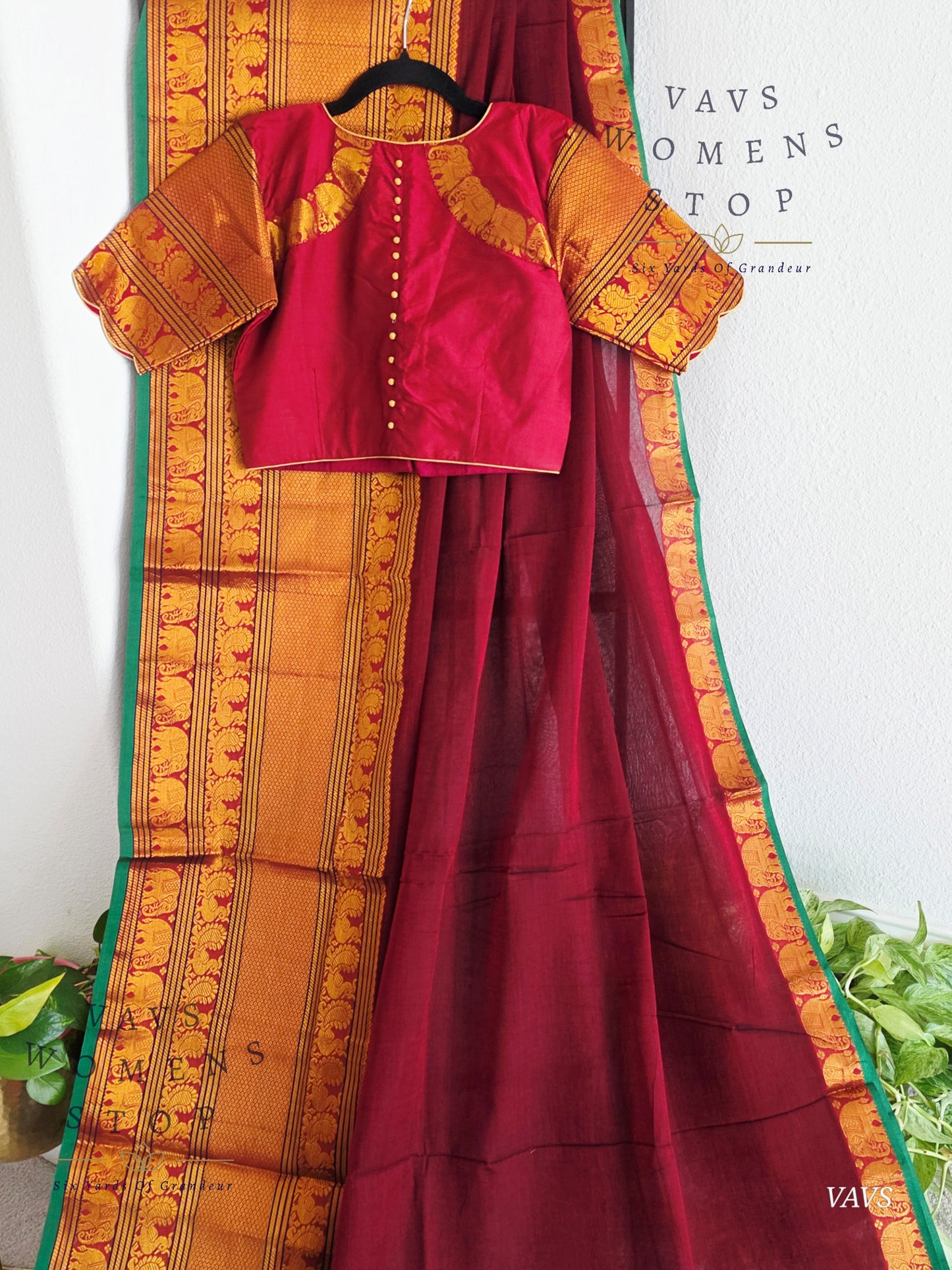 Soft Narayanpet Cotton Saree with Stitched Blouse