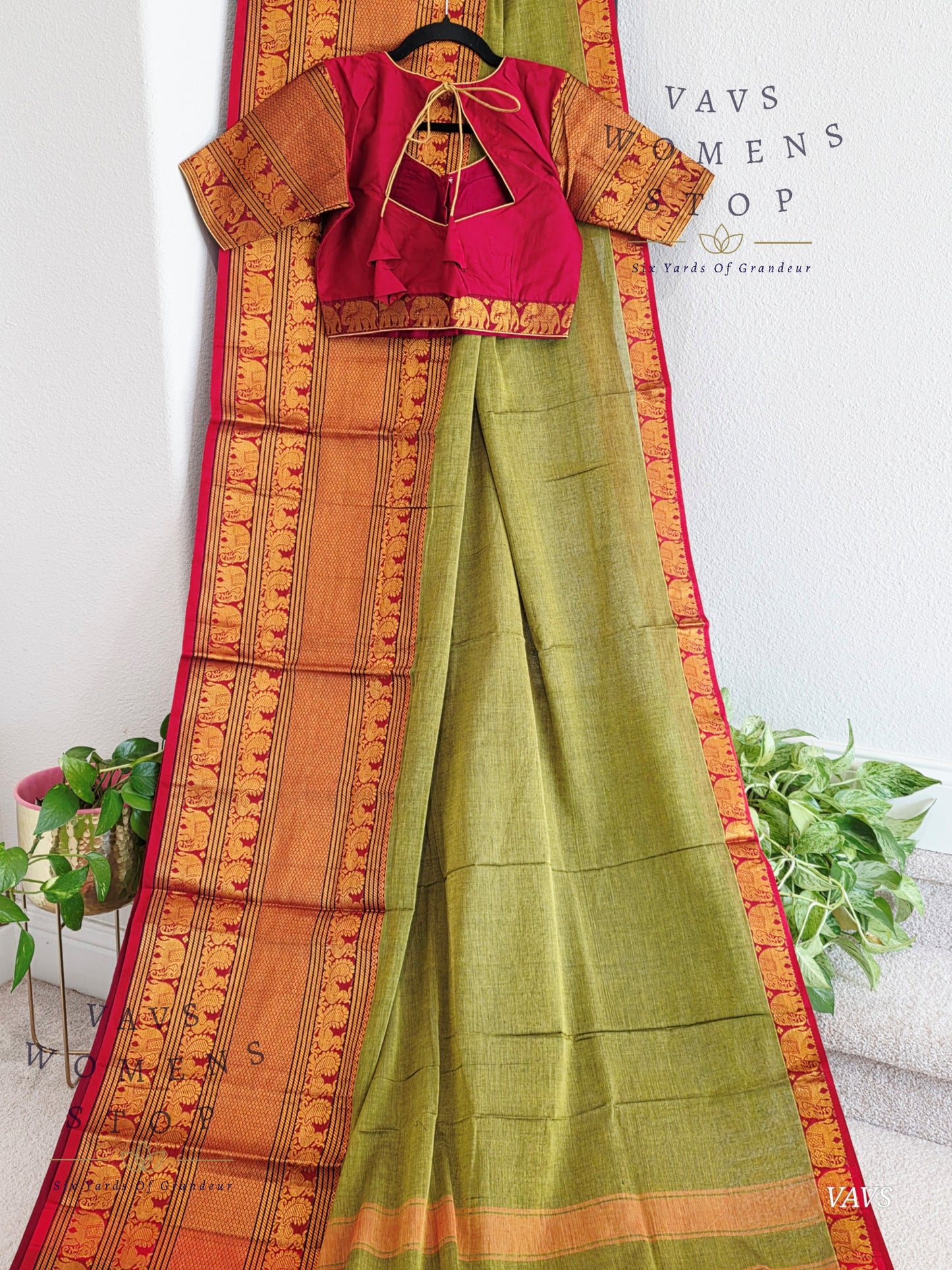 Soft Narayanpet Cotton Saree with Stitched Blouse