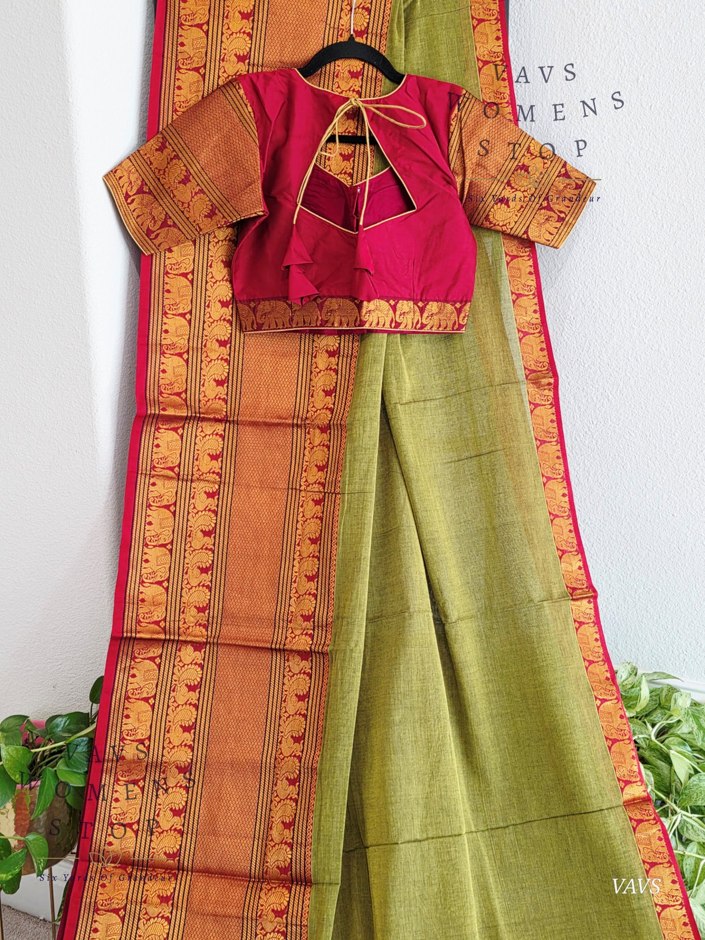 Soft Narayanpet Cotton Saree with Stitched Blouse