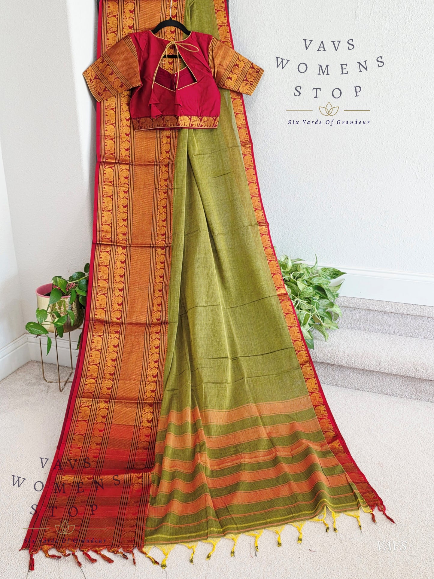 Soft Narayanpet Cotton Saree with Stitched Blouse