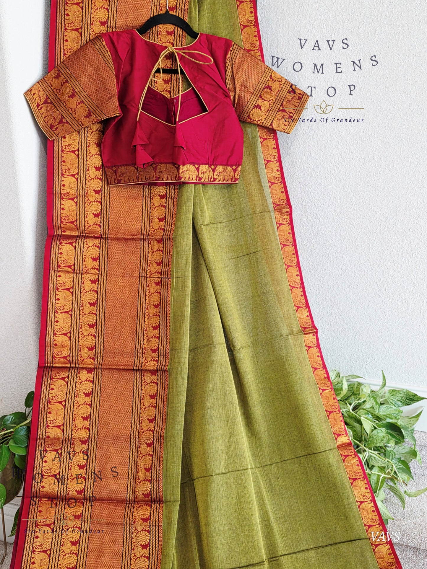 Soft Narayanpet Cotton Saree with Stitched Blouse