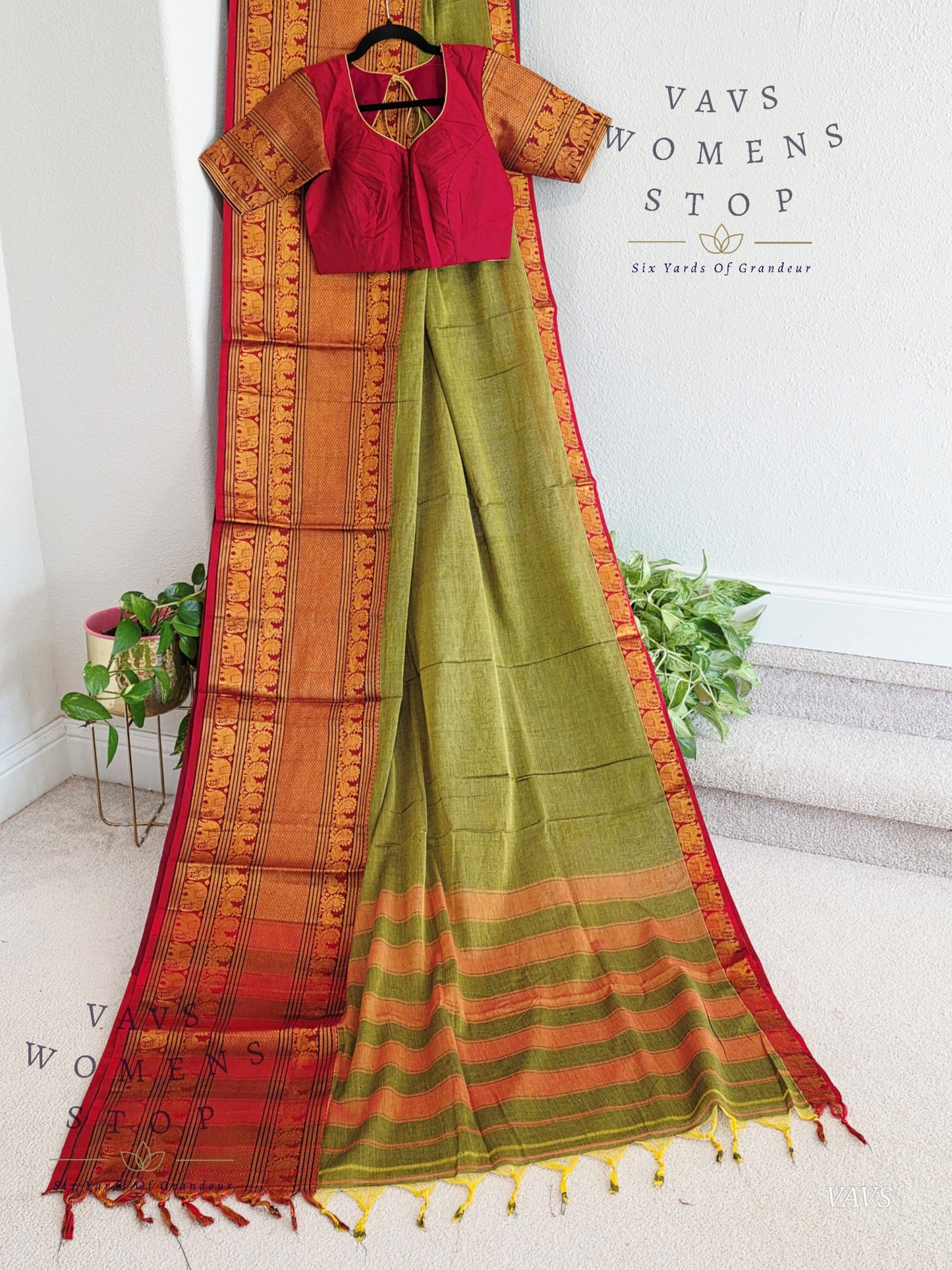 Soft Narayanpet Cotton Saree with Stitched Blouse