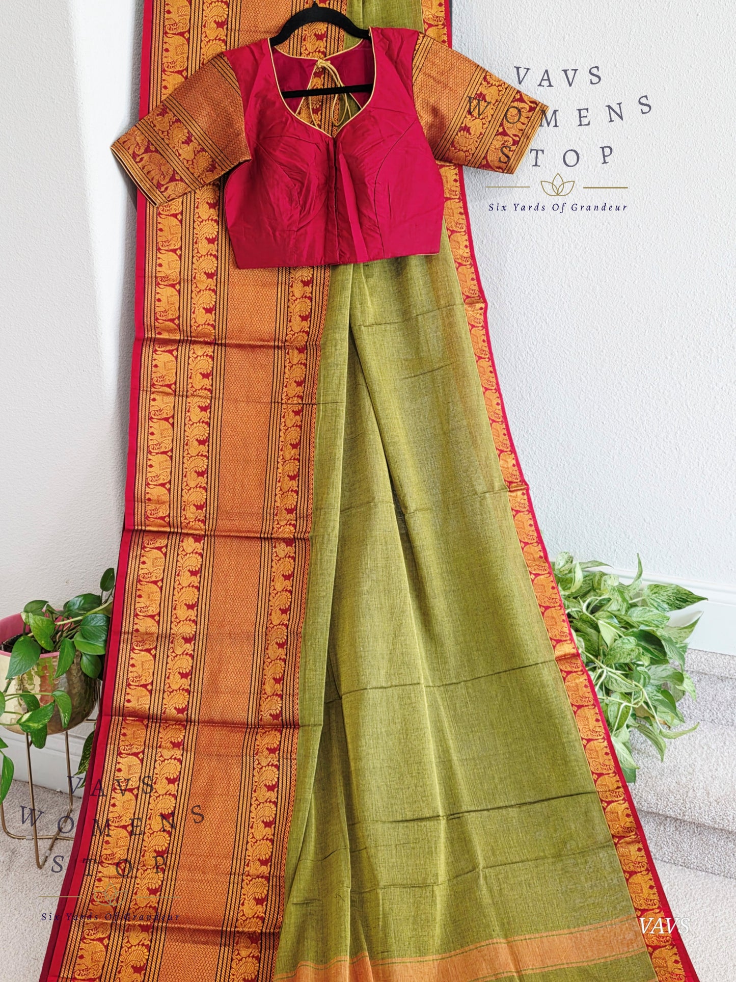 Soft Narayanpet Cotton Saree with Stitched Blouse