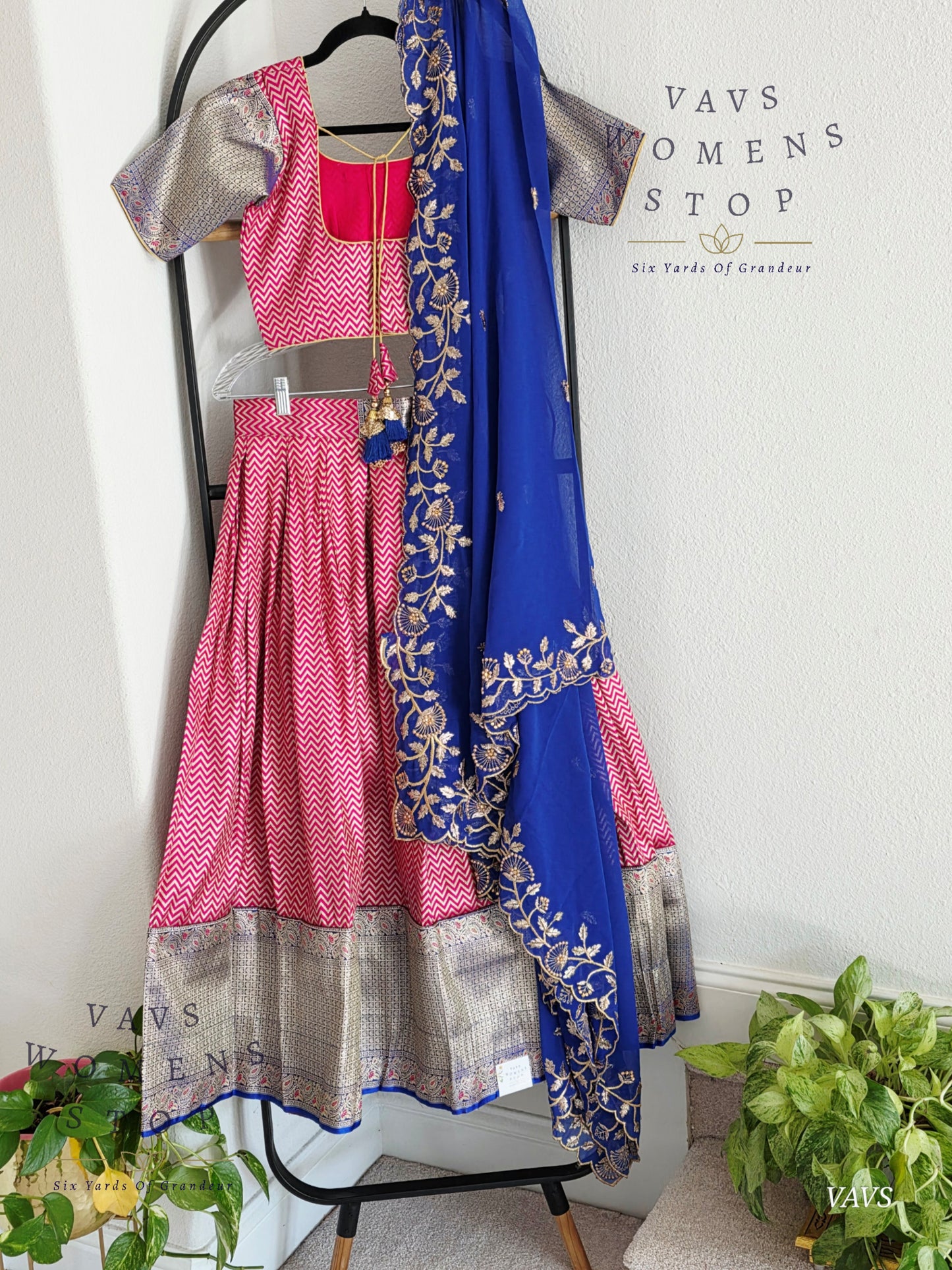 Designer Satin Benarasi Half Saree Set
