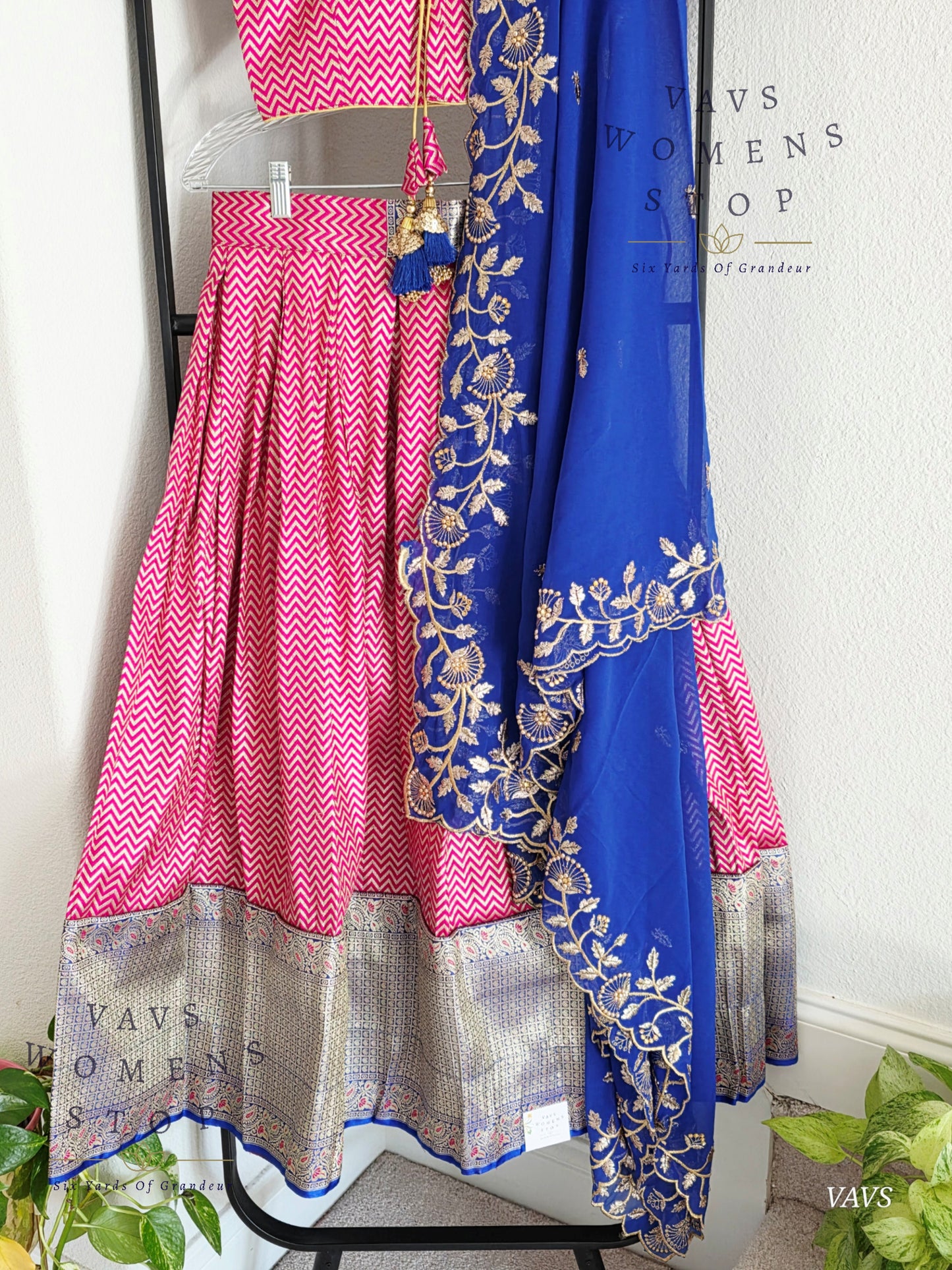 Designer Satin Benarasi Half Saree Set