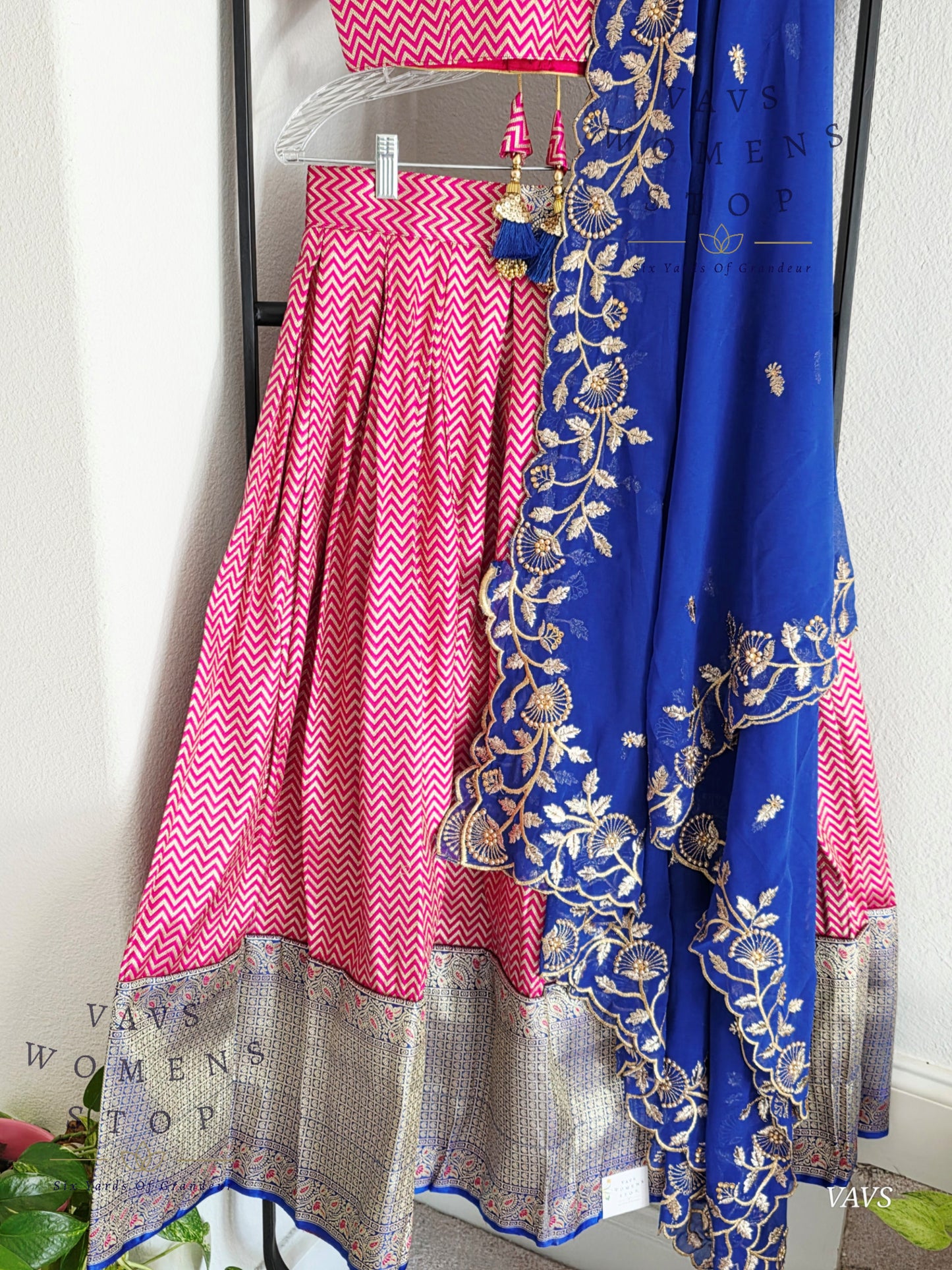 Designer Satin Benarasi Half Saree Set