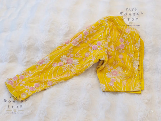 Yellow Full-Sleeve Party Wear Blouse